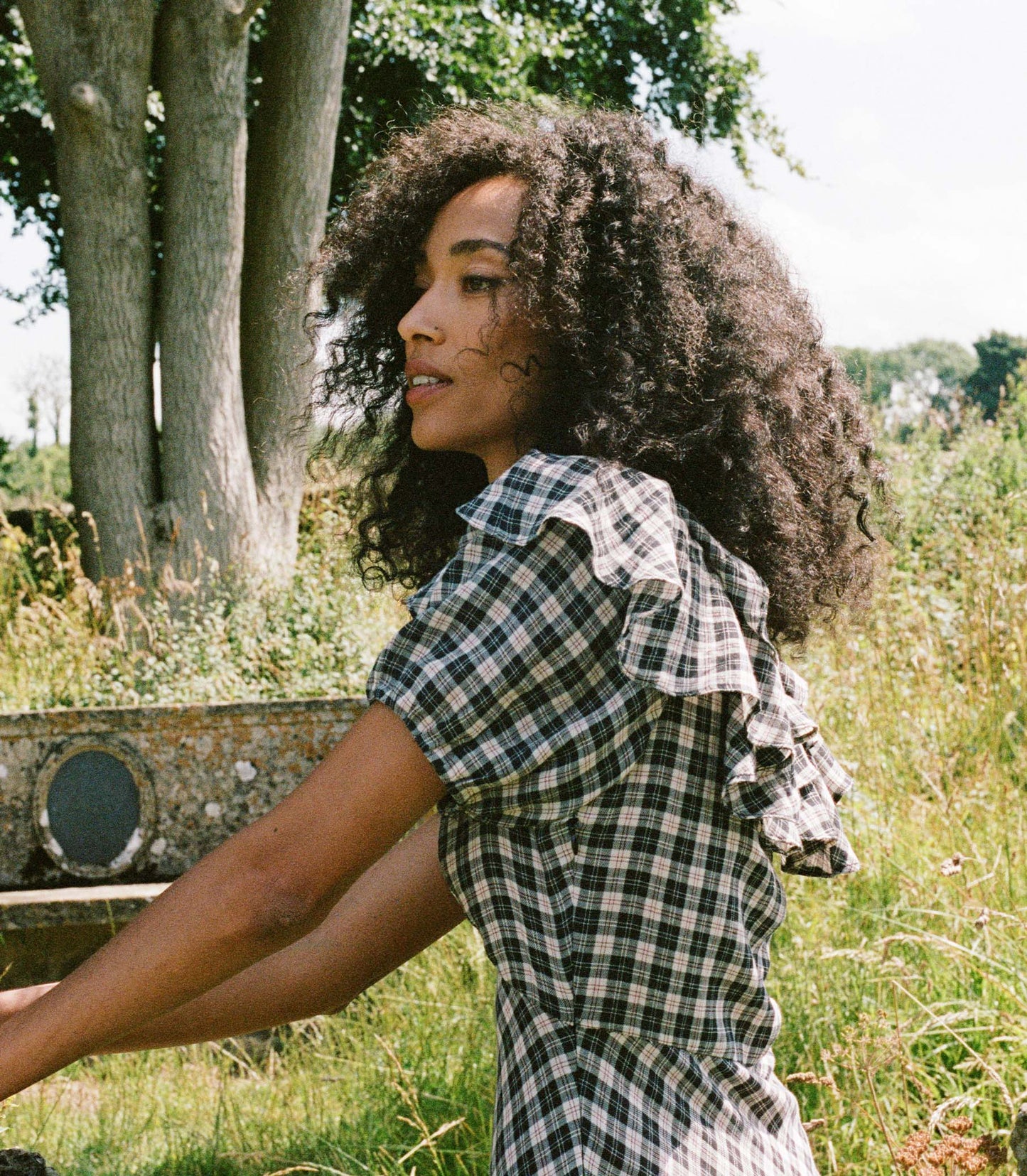 HMD -- GWYNEIRA DRESS -- NAVY COUNTRYSIDE PLAID