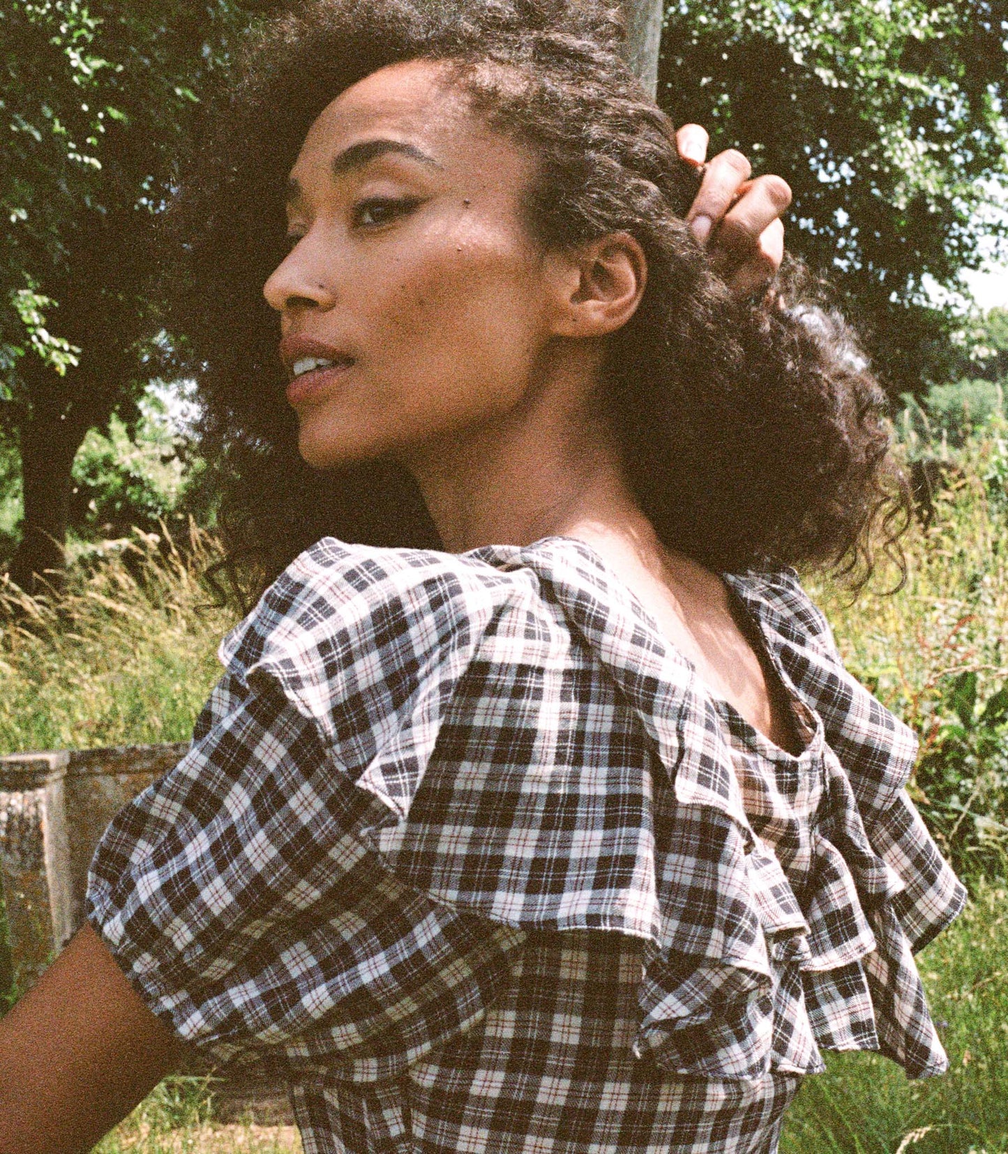 HMD -- GWYNEIRA DRESS -- NAVY COUNTRYSIDE PLAID