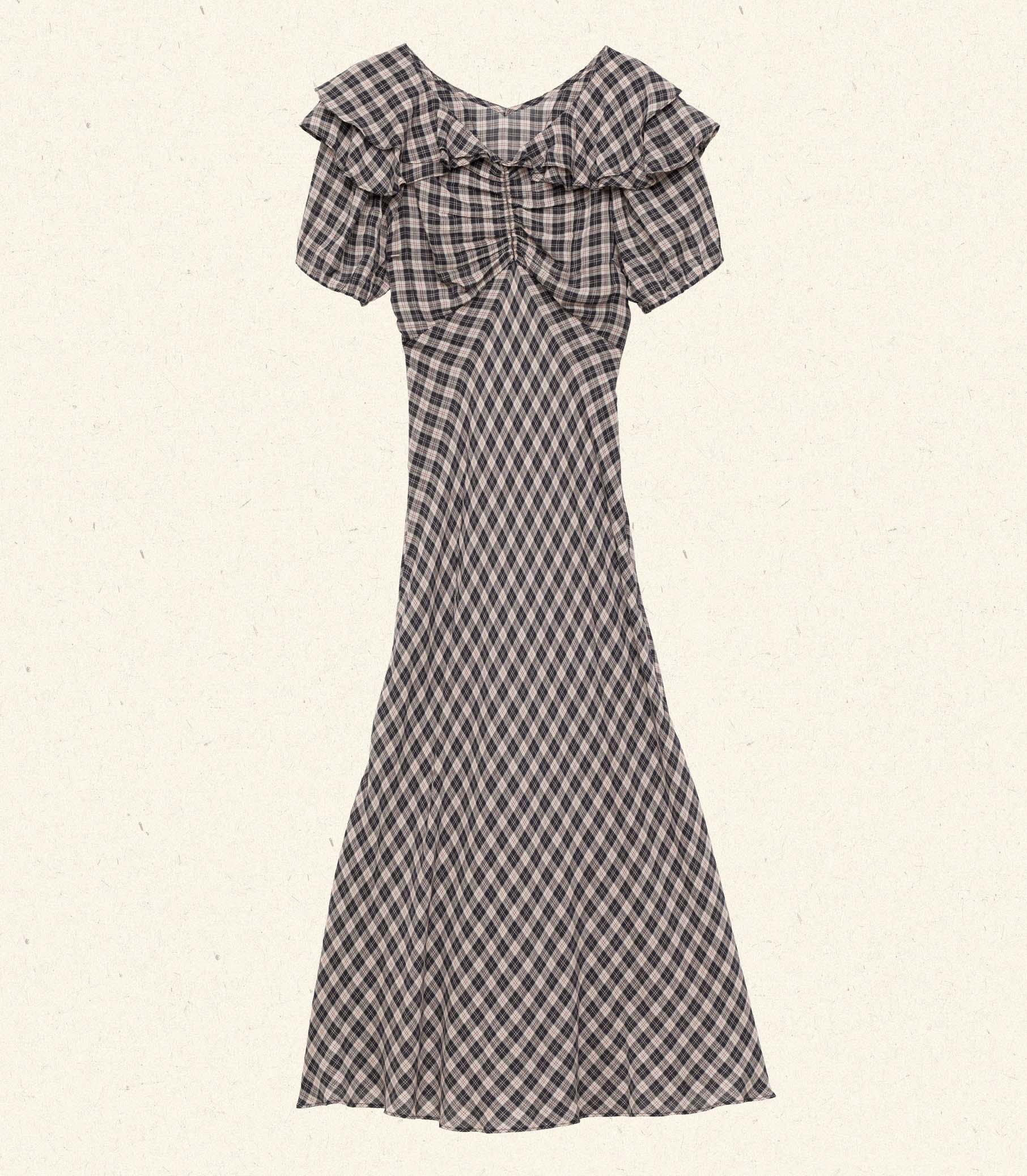 HMD -- GWYNEIRA DRESS -- NAVY COUNTRYSIDE PLAID view 4
