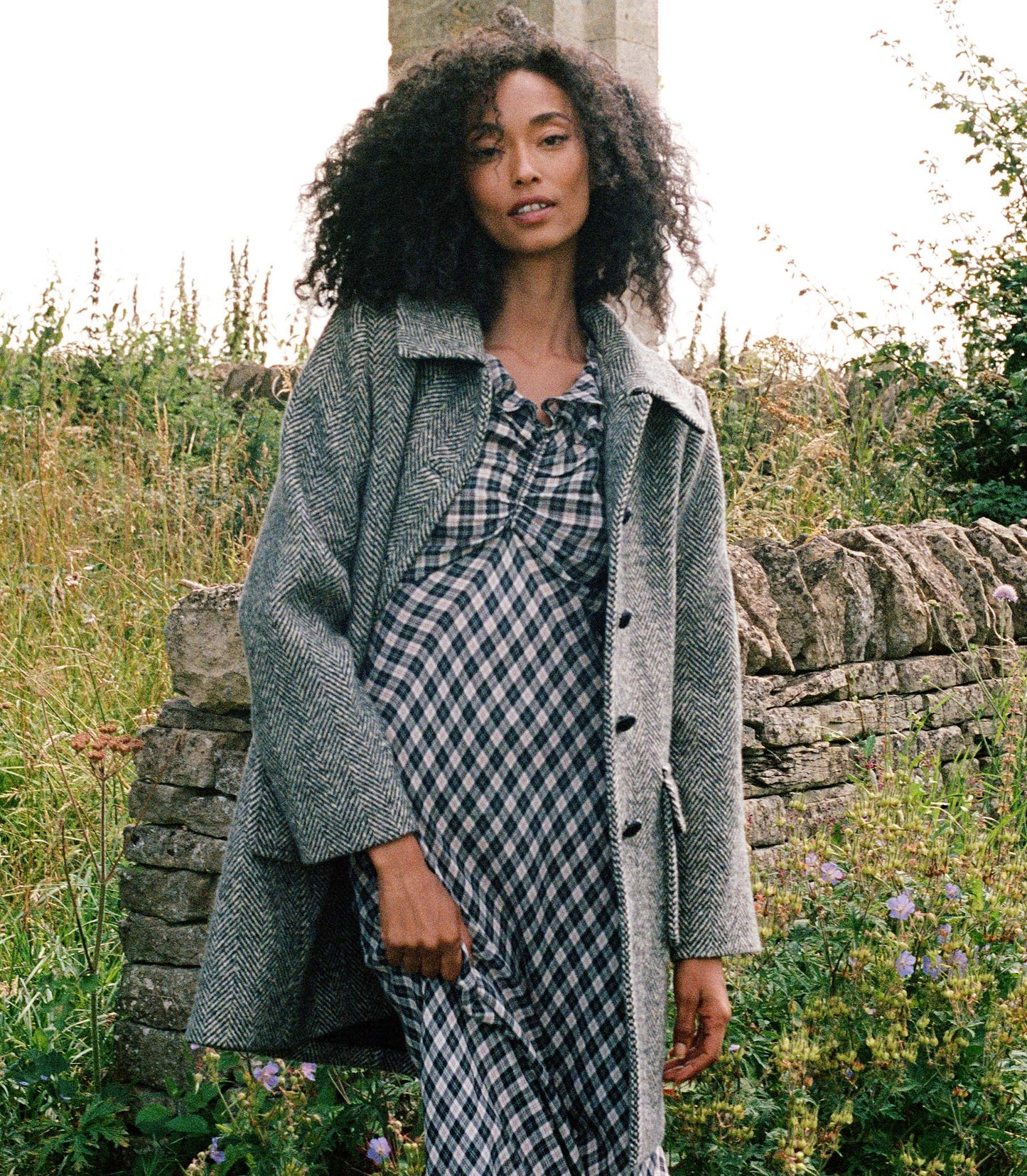 HMD -- GWYNEIRA DRESS -- NAVY COUNTRYSIDE PLAID