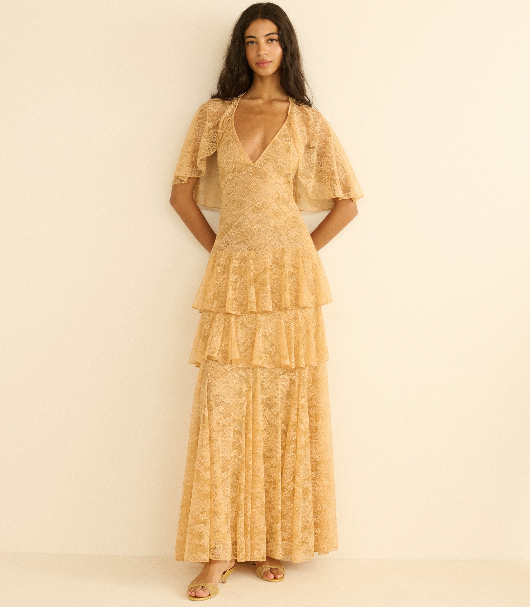 GWYNETH DRESS -- BEIGE PEARL view 5
