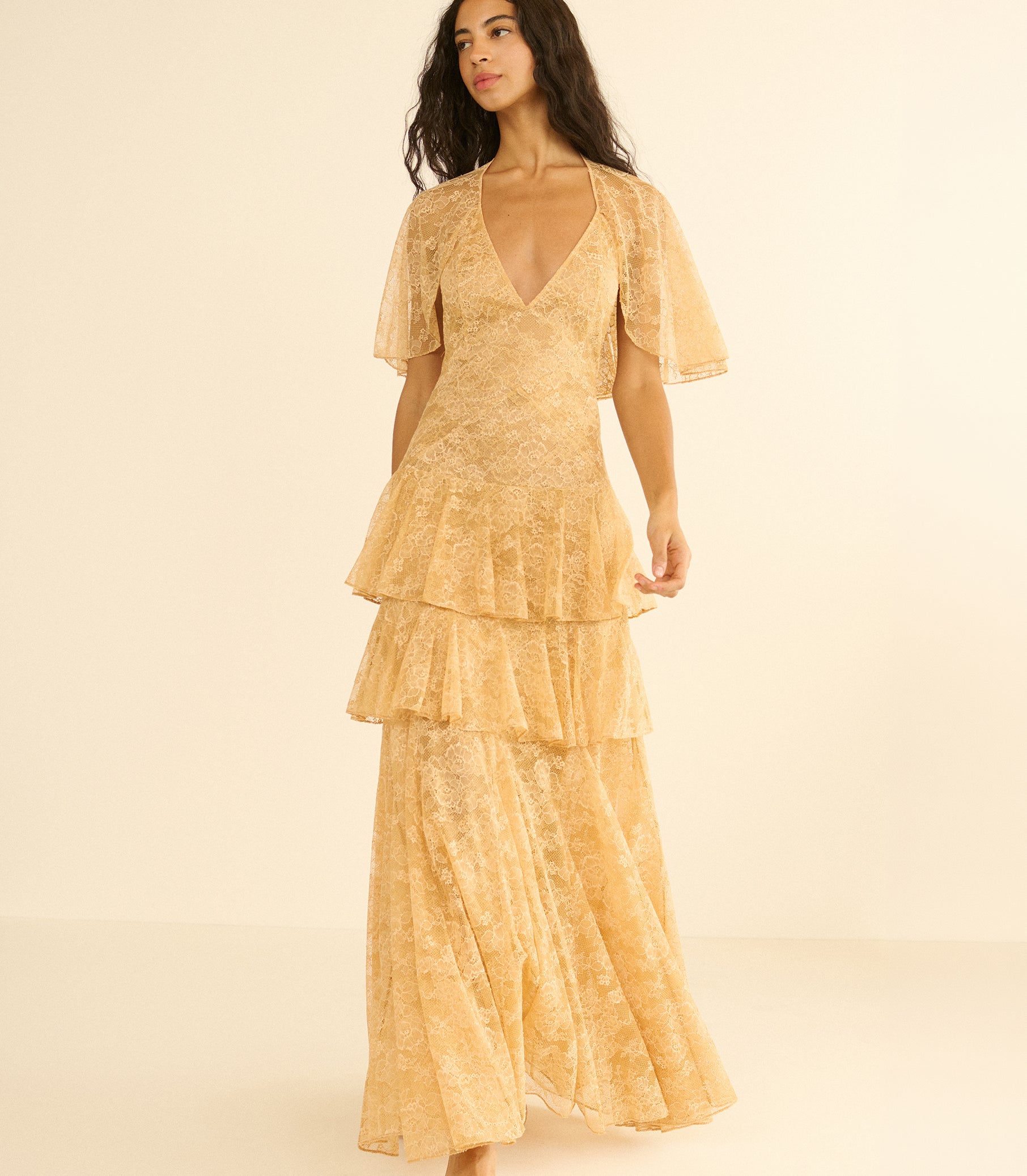 GWYNETH DRESS -- BEIGE PEARL view 3
