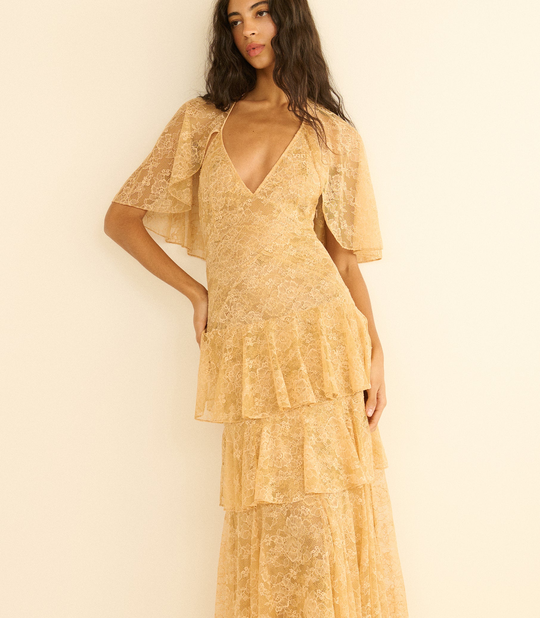 GWYNETH DRESS -- BEIGE PEARL view 2
