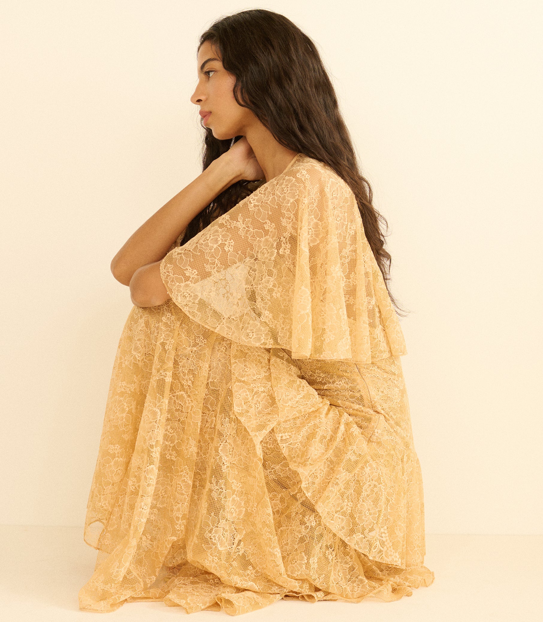 GWYNETH DRESS -- BEIGE PEARL view 4
