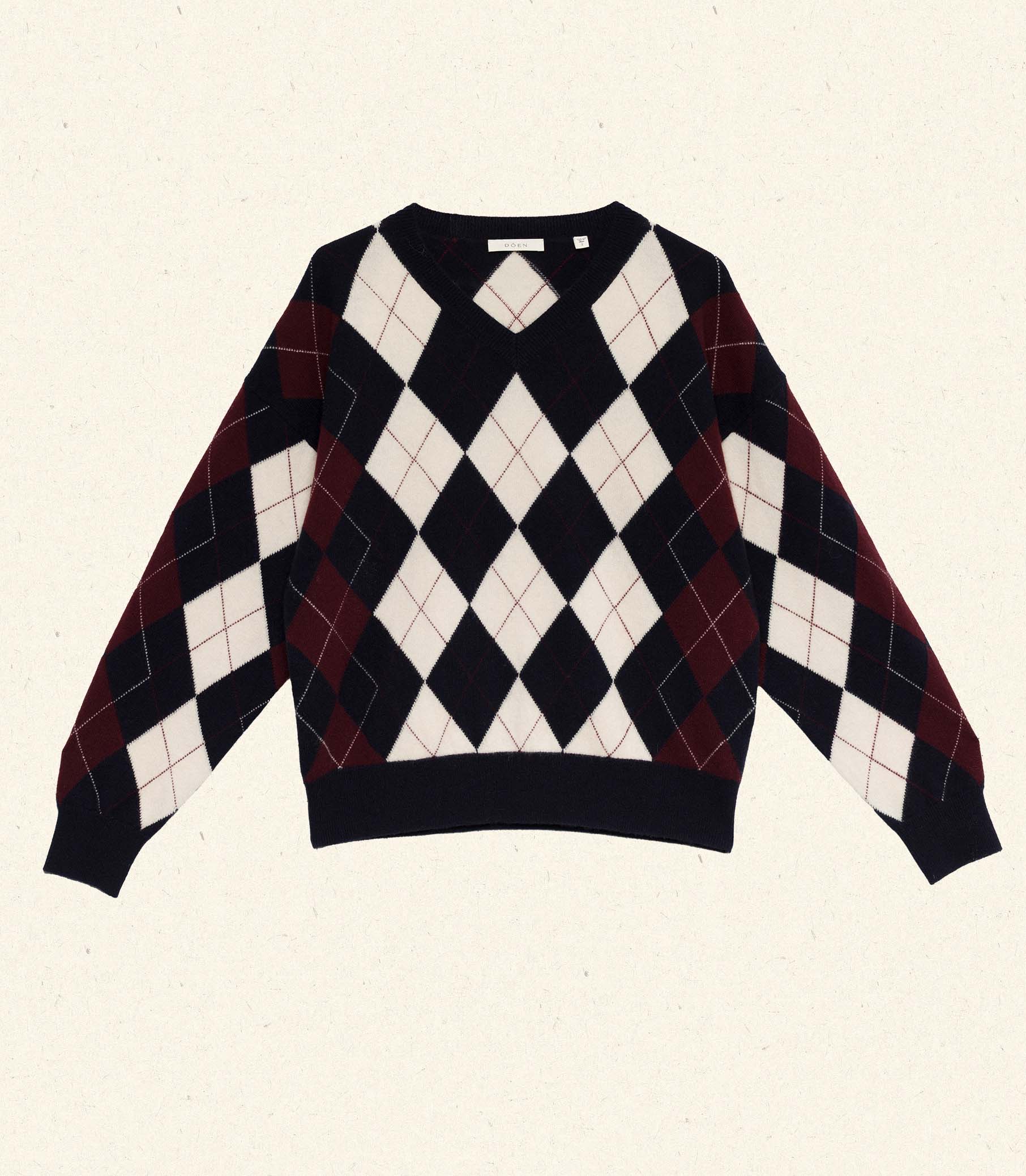 HARLEQUIN CASHMERE SWEATER -- NAVY ARGYLE view 6