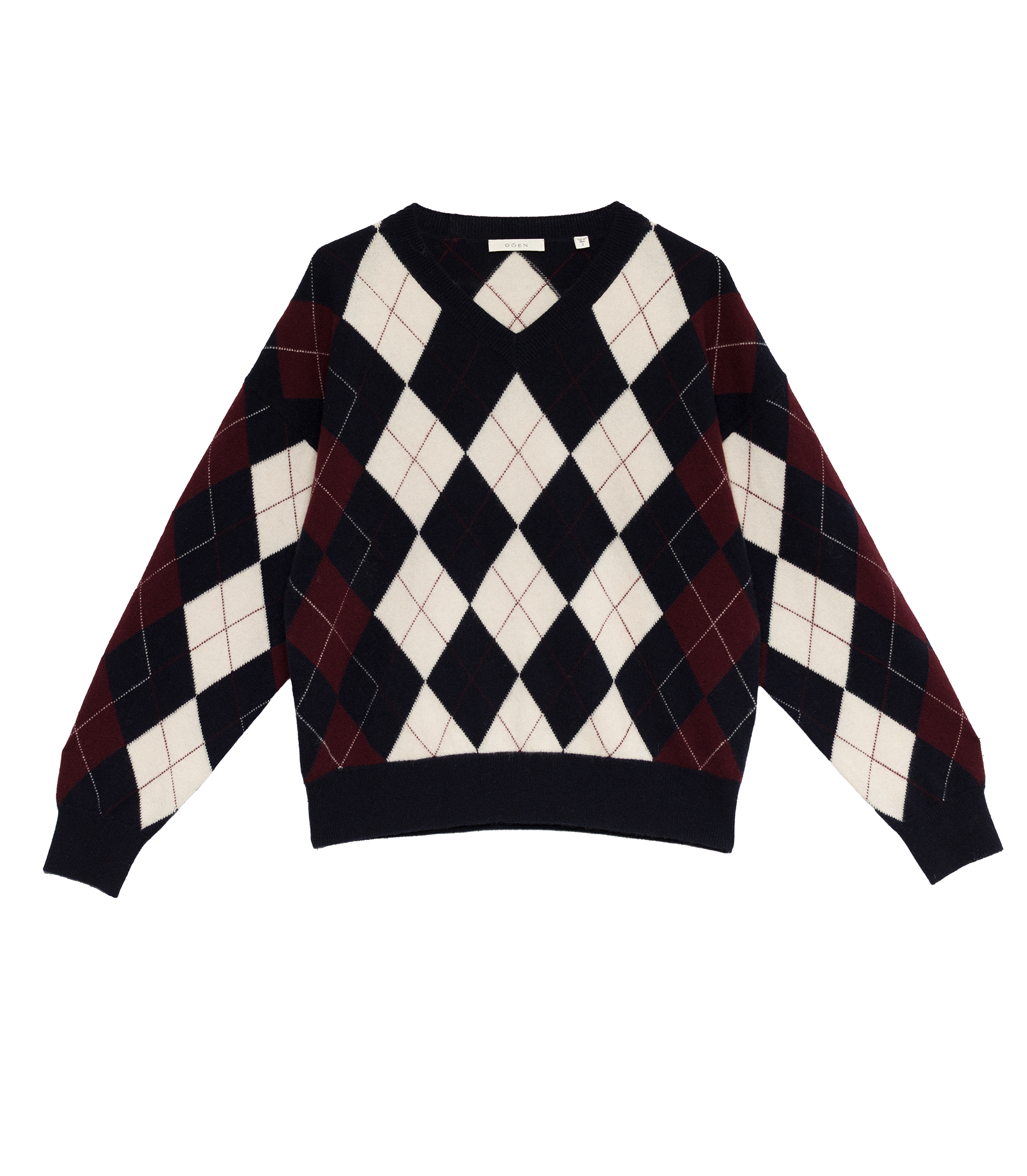HARLEQUIN CASHMERE SWEATER -- NAVY ARGYLE view 6