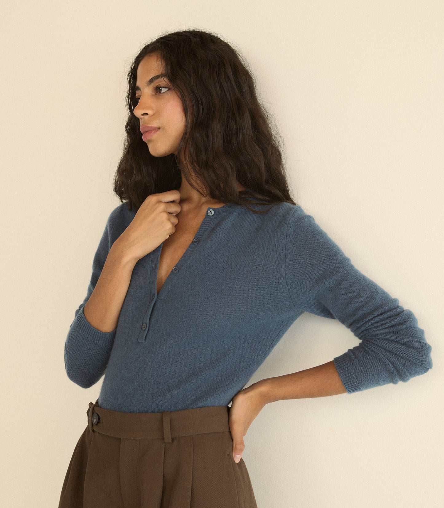 HEATH CASHMERE HENLEY -- BLUE STONE