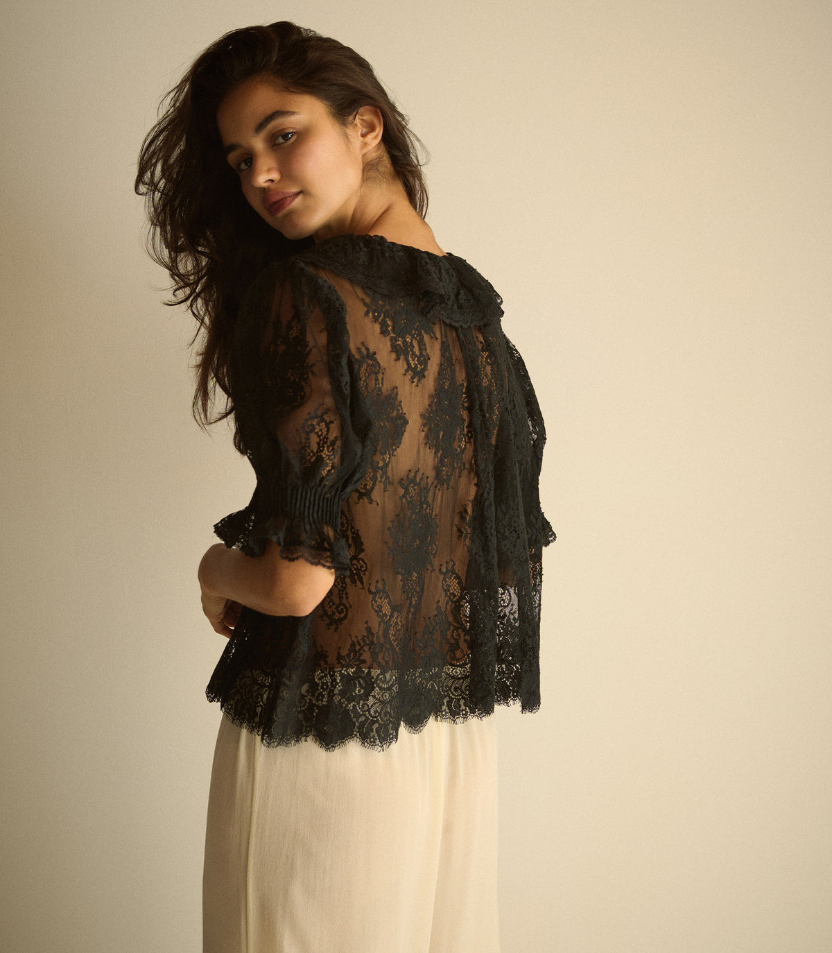 HENRI LACE TOP -- BLACK