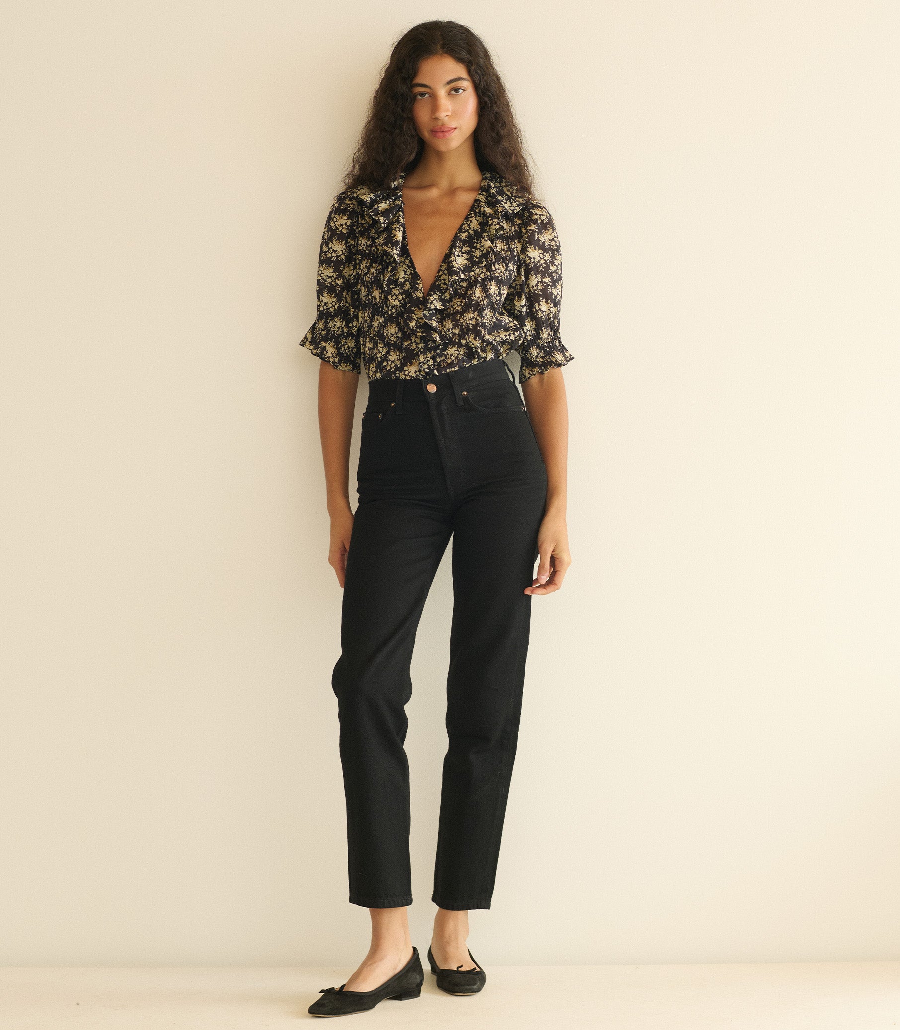 HENRI TOP -- NOIR ROSIER FLORAL