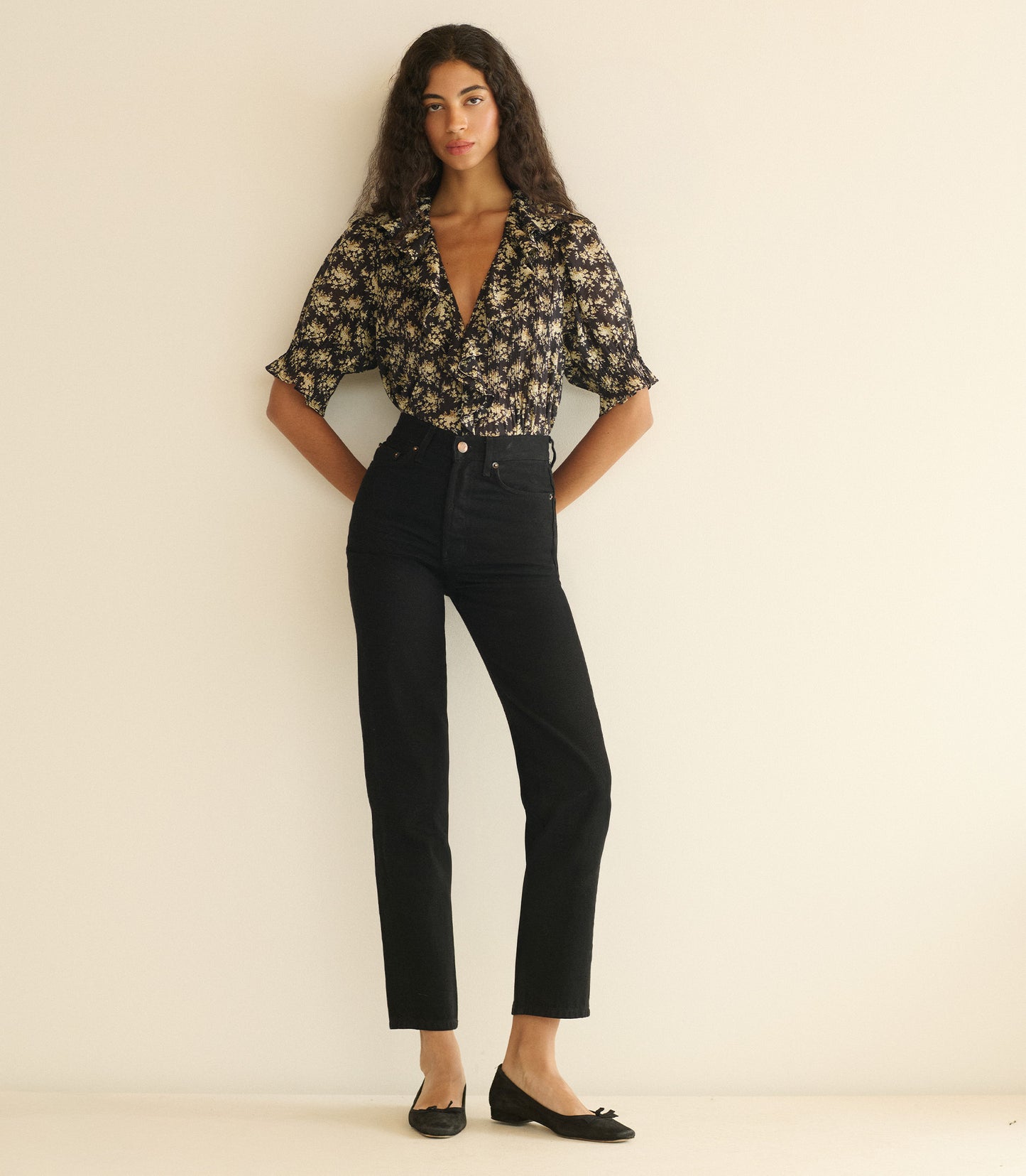 HENRI TOP -- NOIR ROSIER FLORAL