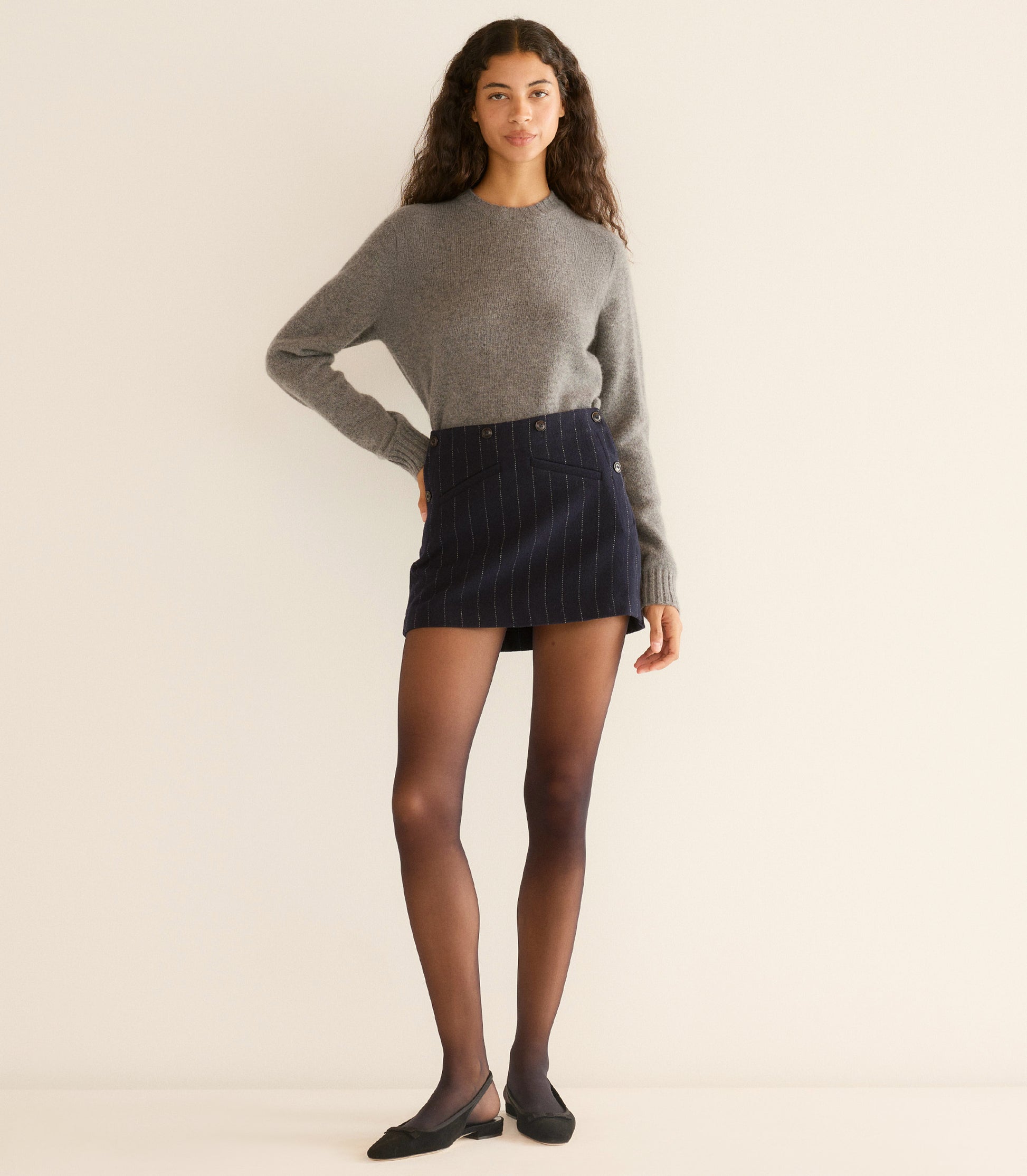 HUETTE CASHMERE SWEATER -- CHARCOAL view 2