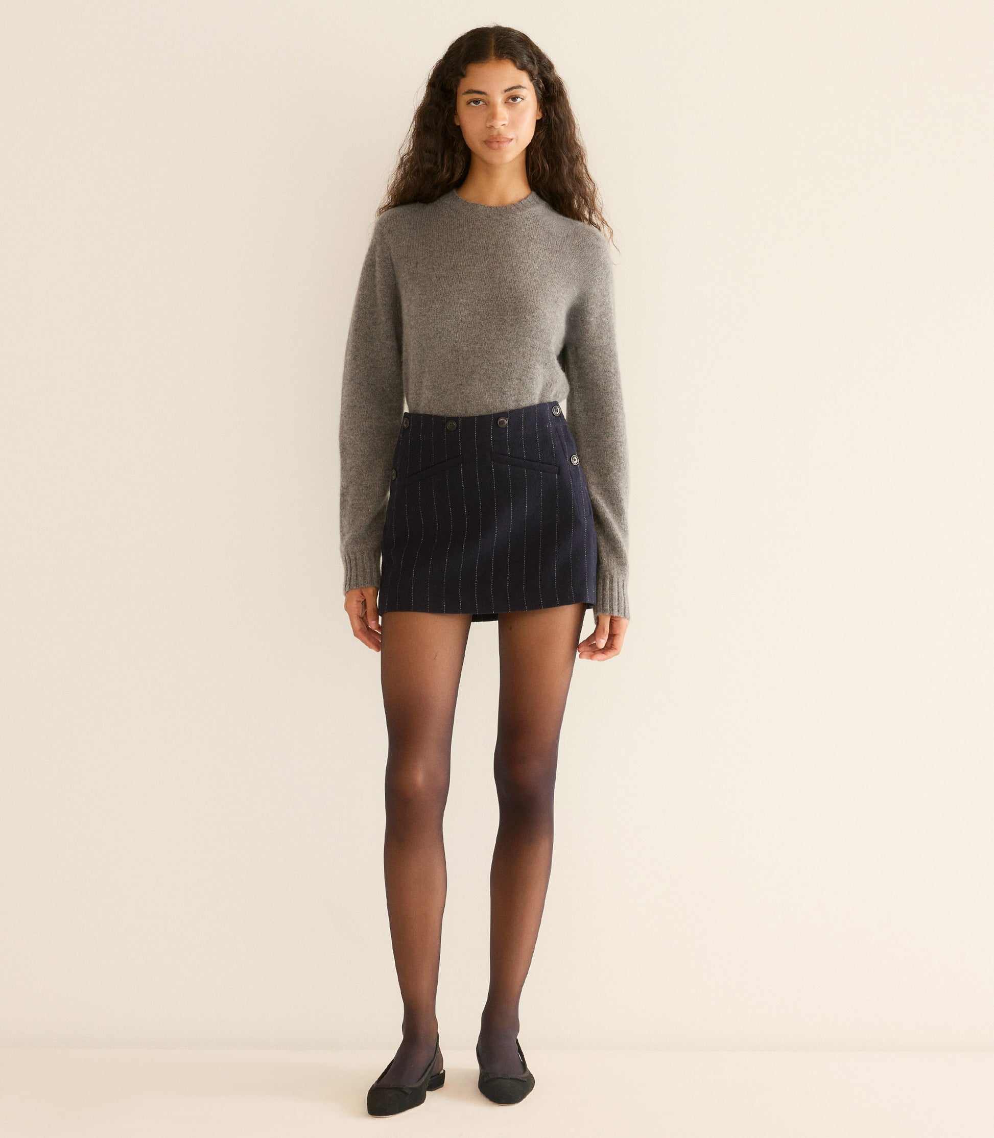HUETTE CASHMERE SWEATER -- CHARCOAL view 3