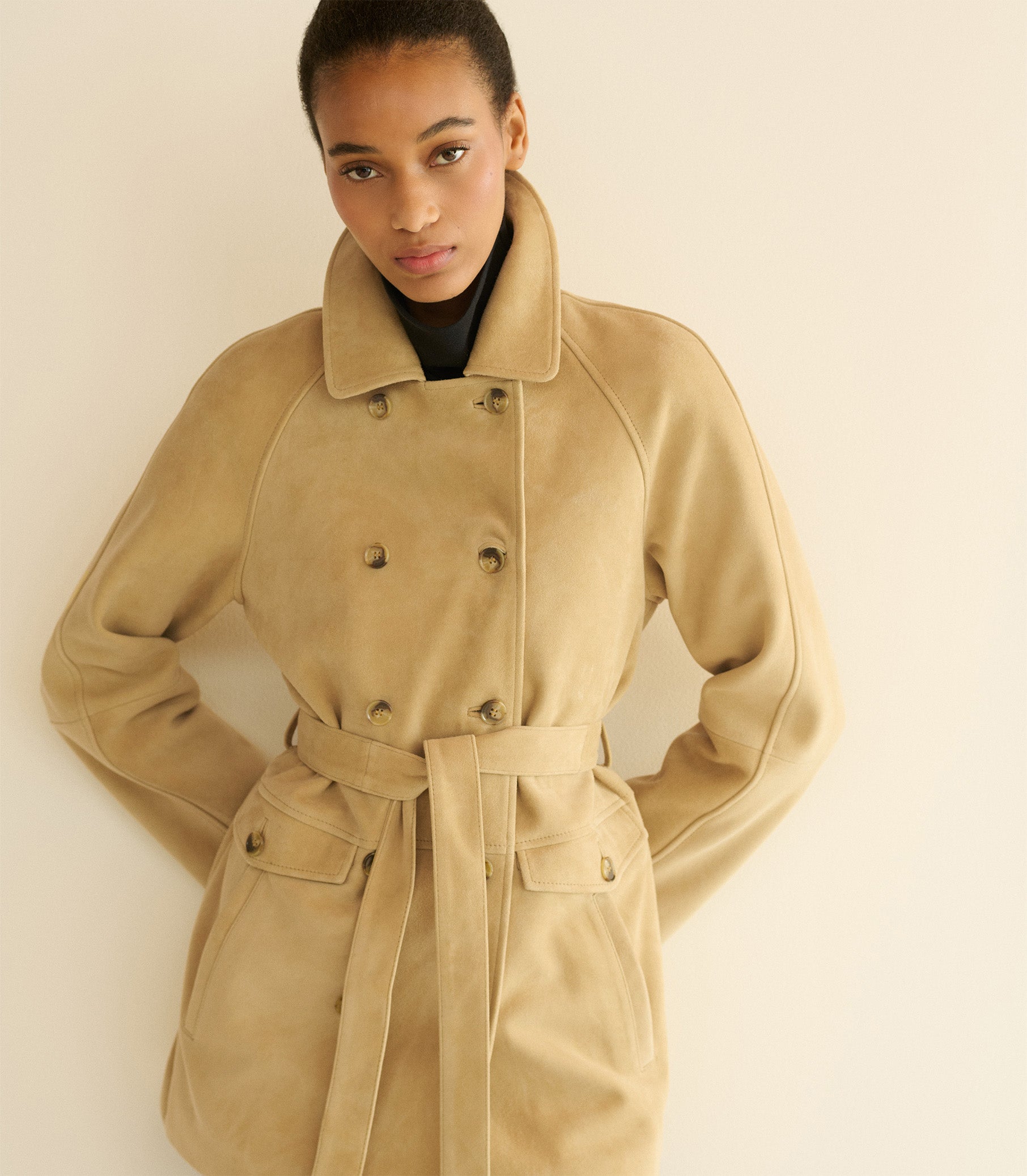 HUTTON SUEDE TRENCH -- BLONDE view 8
