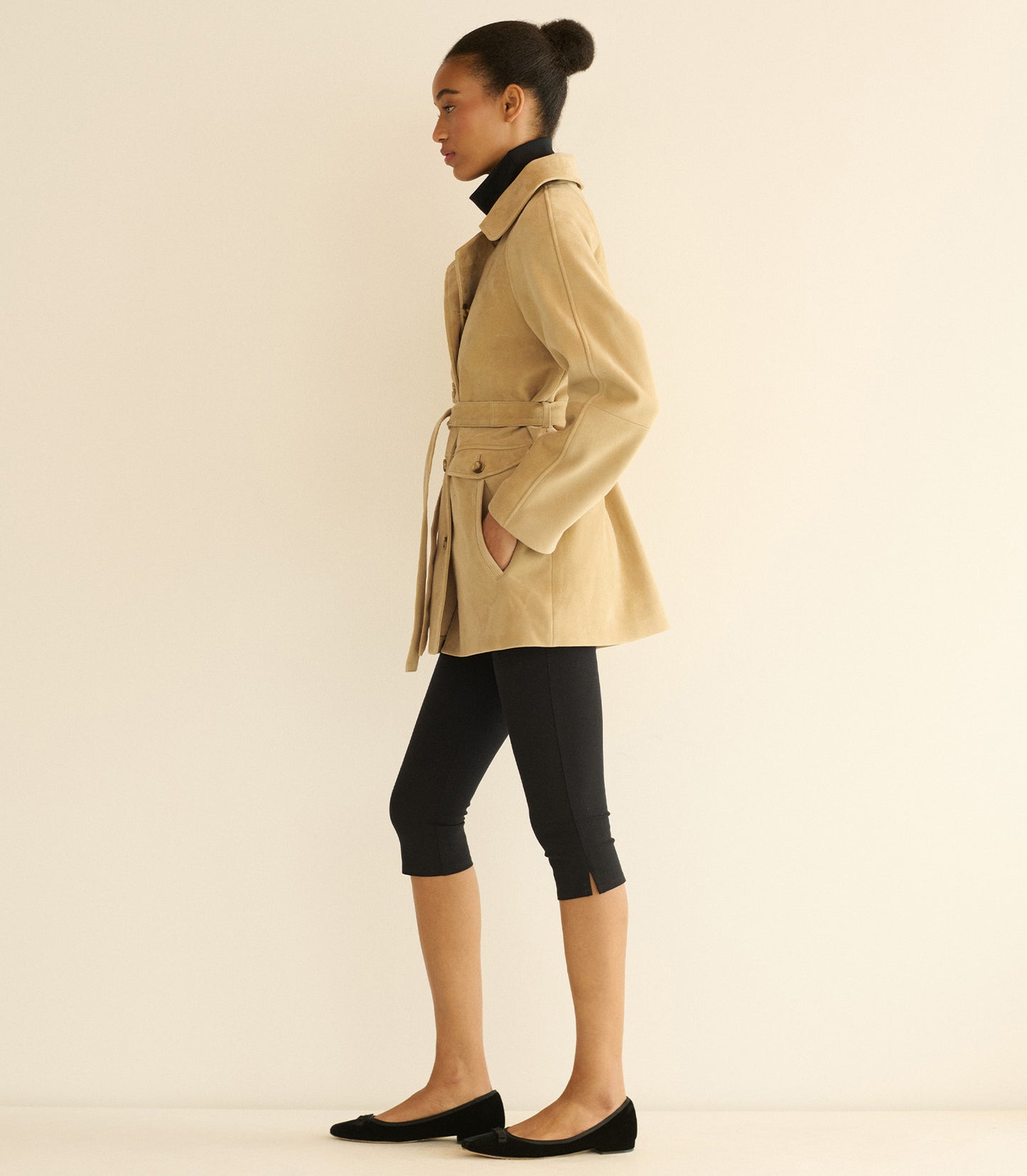 HUTTON SUEDE TRENCH -- BLONDE