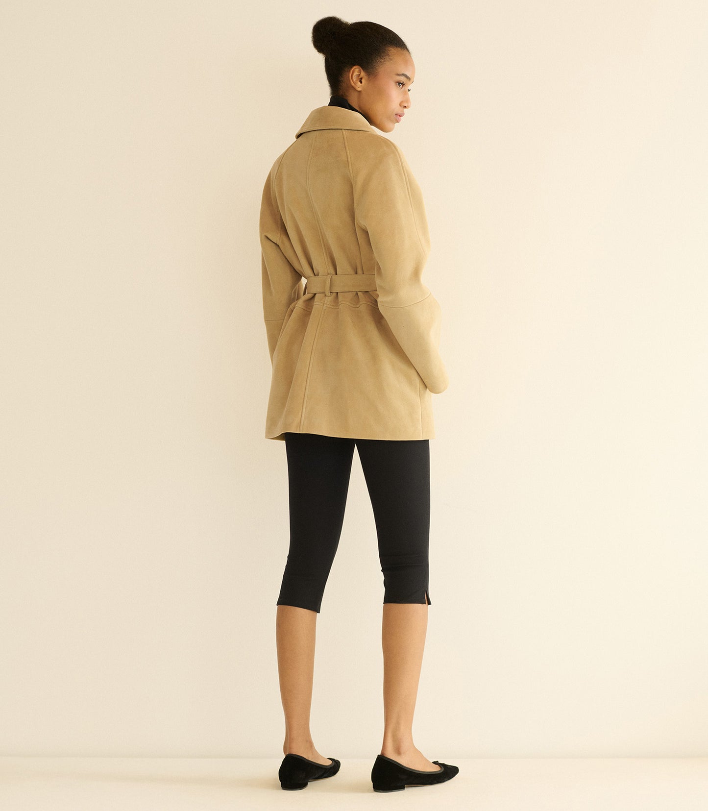 HUTTON SUEDE TRENCH -- BLONDE