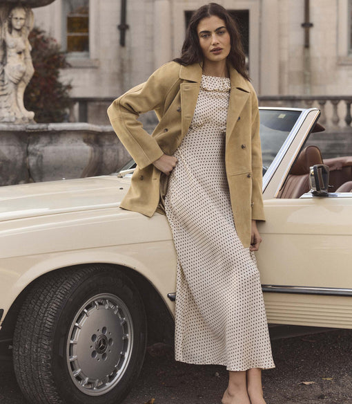 HUTTON SUEDE TRENCH -- BLONDE