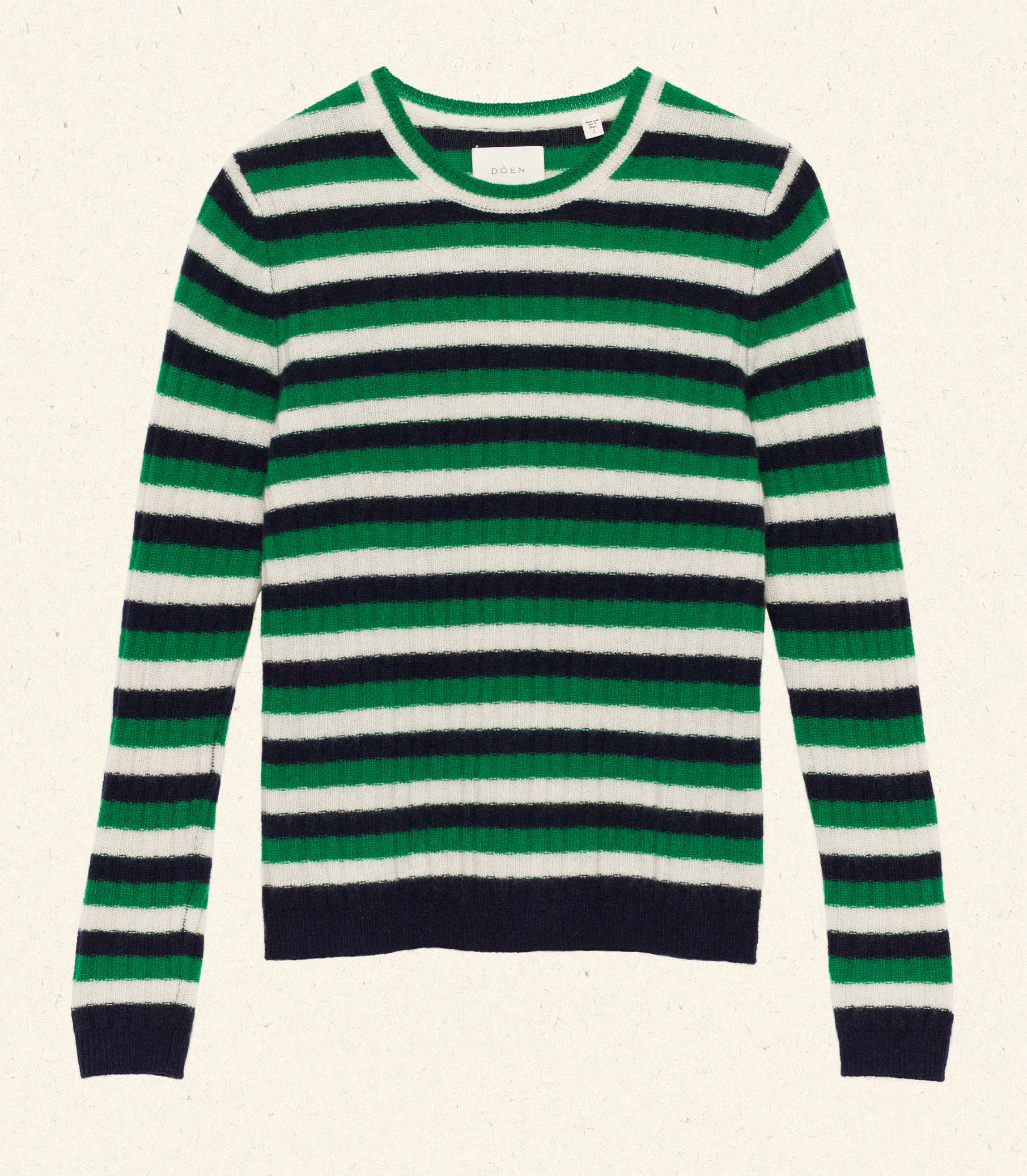 HYERES CASHMERE SWEATER -- VERT CARRINGTON STRIPE view 6