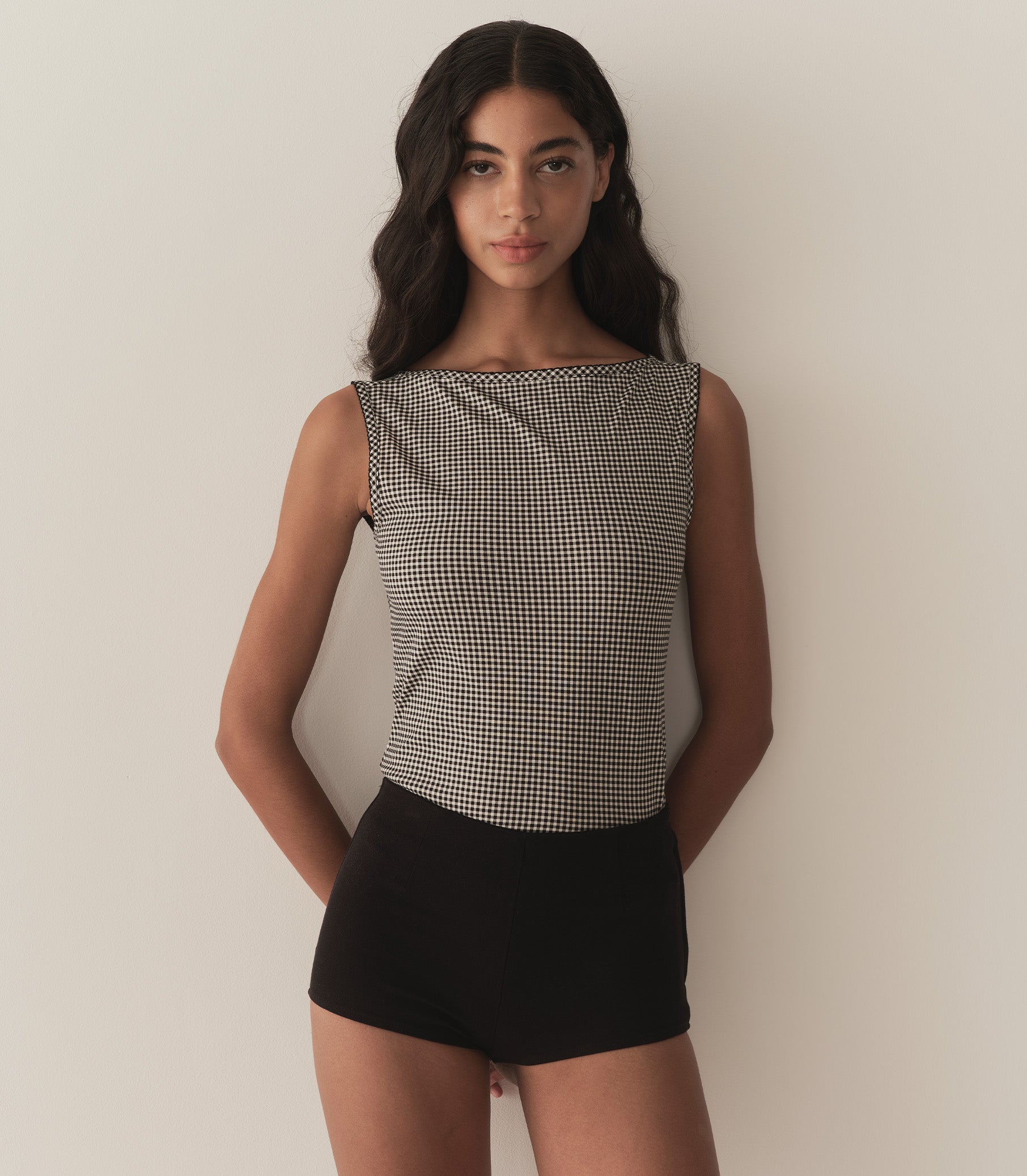 HMD -- IDA TANK -- NOIR LA MADDALENA GINGHAM