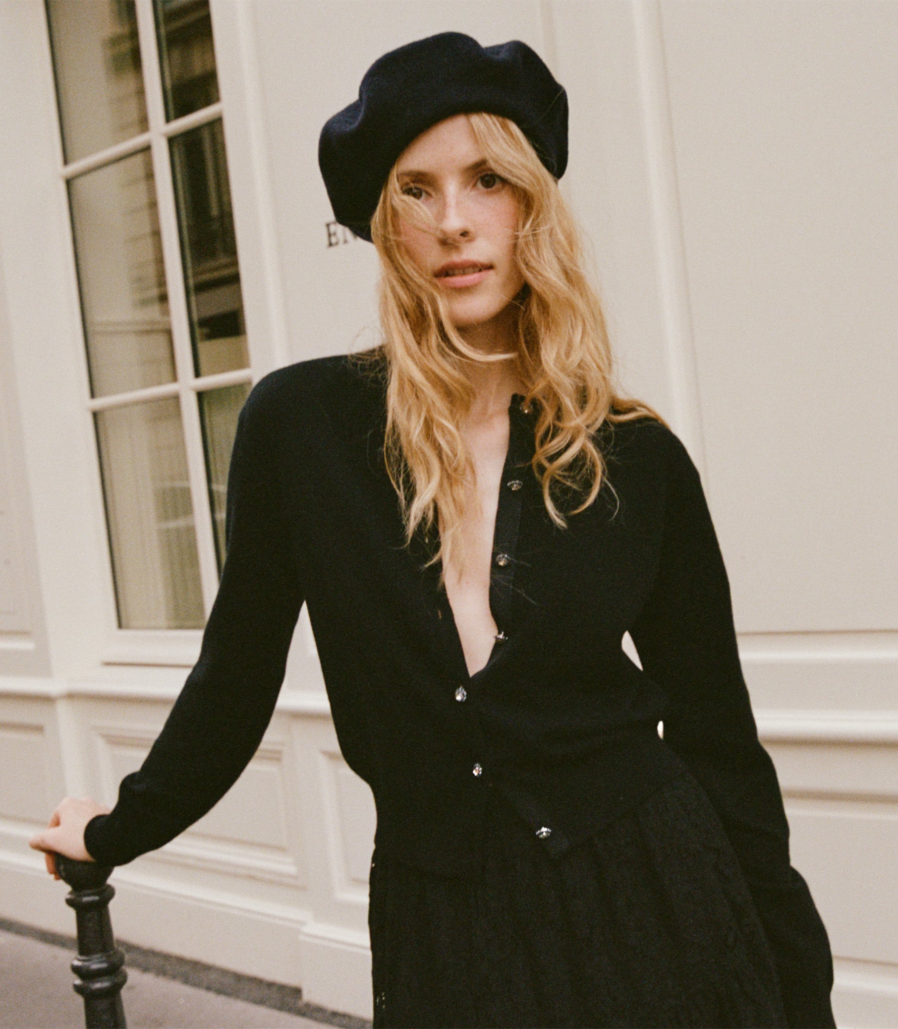 GEORGIANNA BERET -- BLACK WOOL