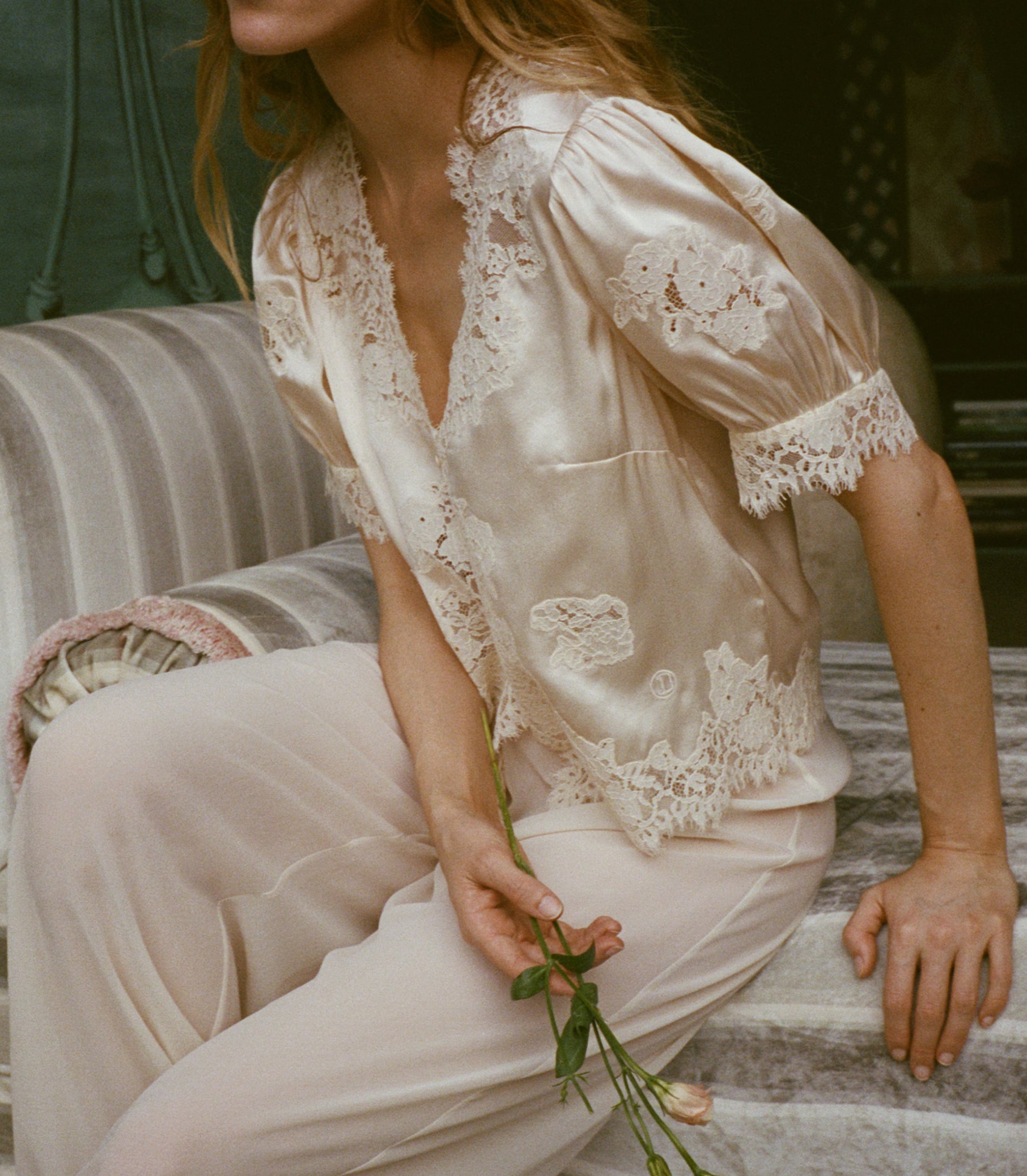 IDELLA SILK SATIN TOP -- CANDLELIGHT view 5
