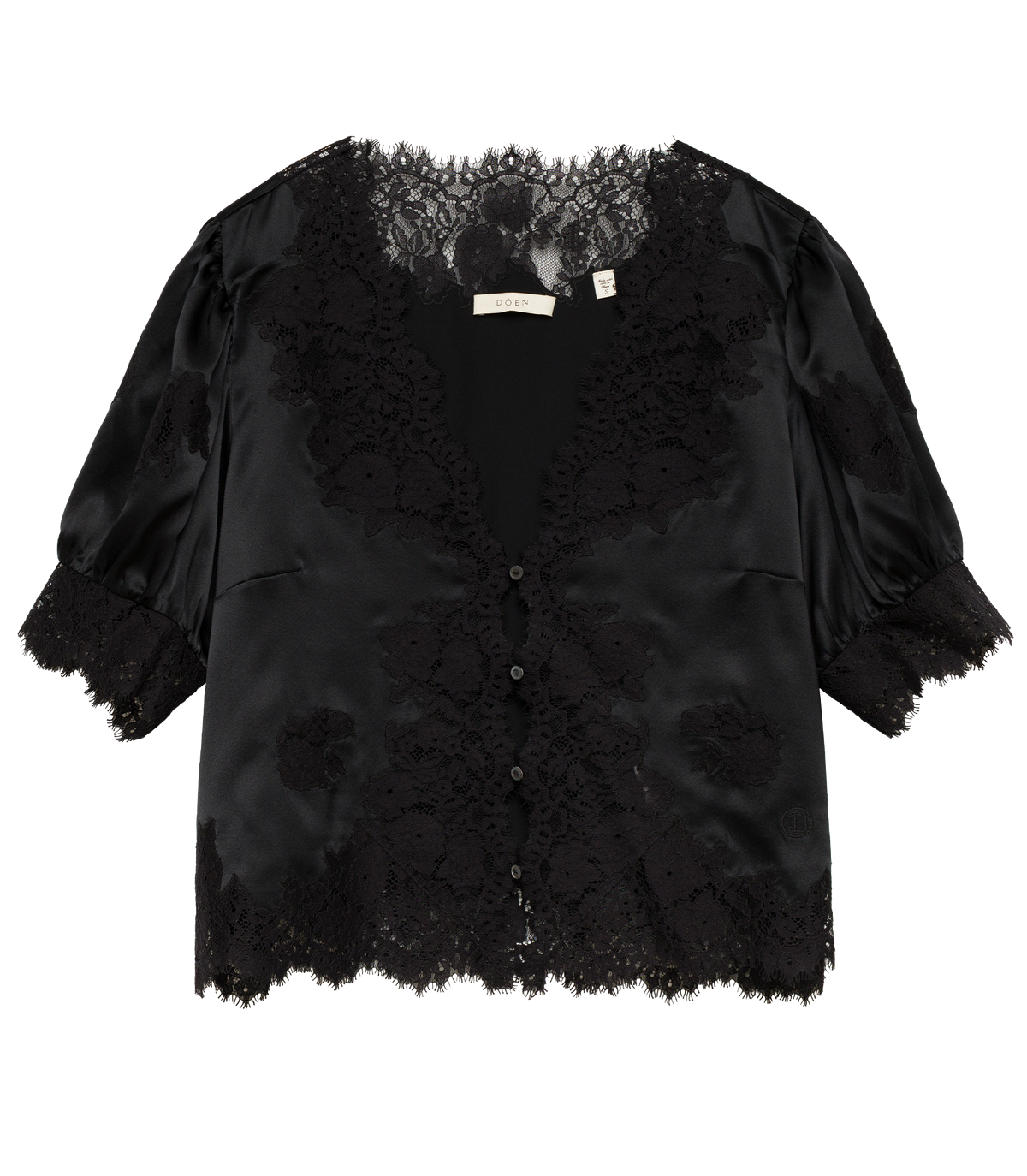 IDELLA SILK SATIN TOP -- BLACK