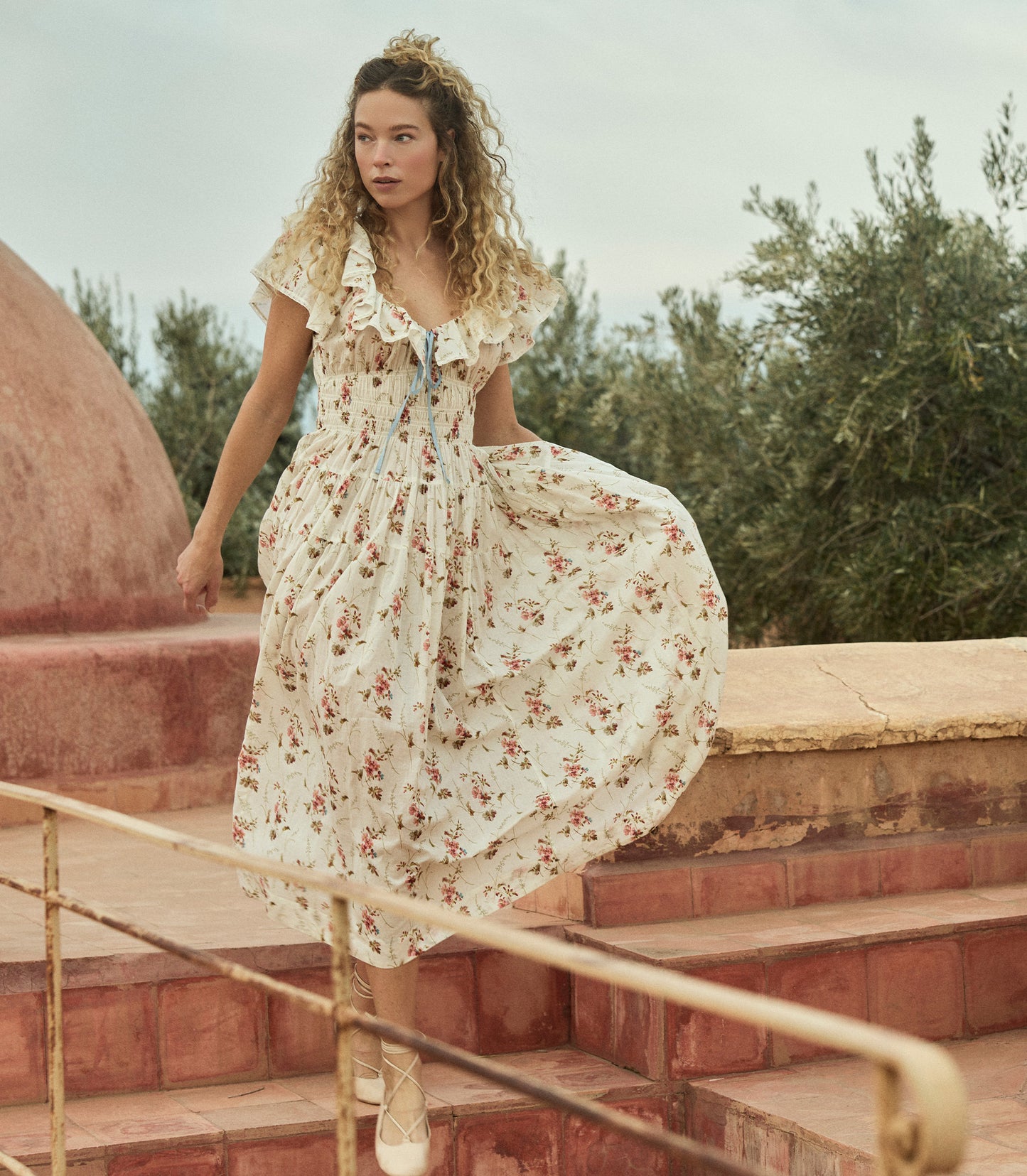 ILLIANA DRESS -- BLANC PRAIRIE ROSE