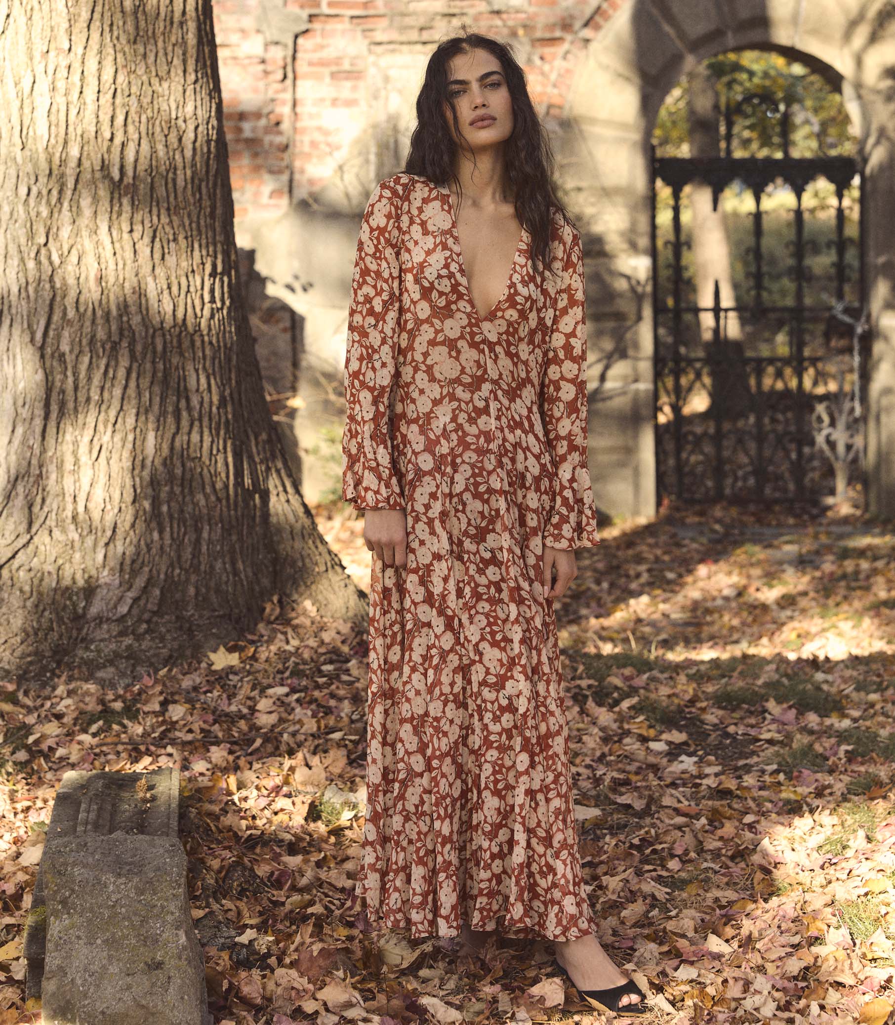brown rose dress Ophelia Tulle Maxi Dress with Tie Detail in Rose Brown UK20 / Rose Brown
