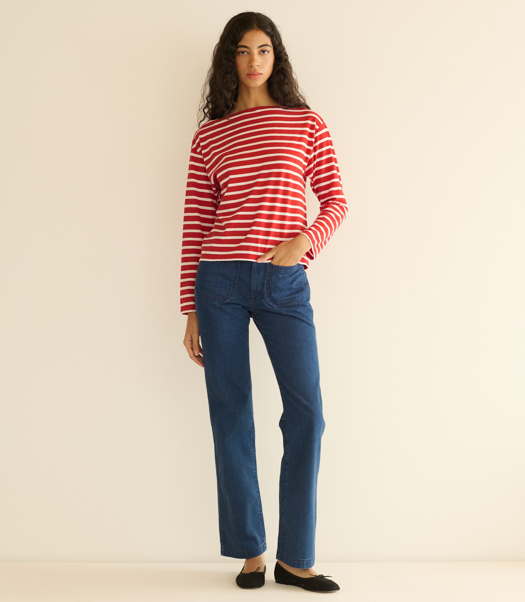 Irene Tee - Rouge Breton Stripe | DÔEN