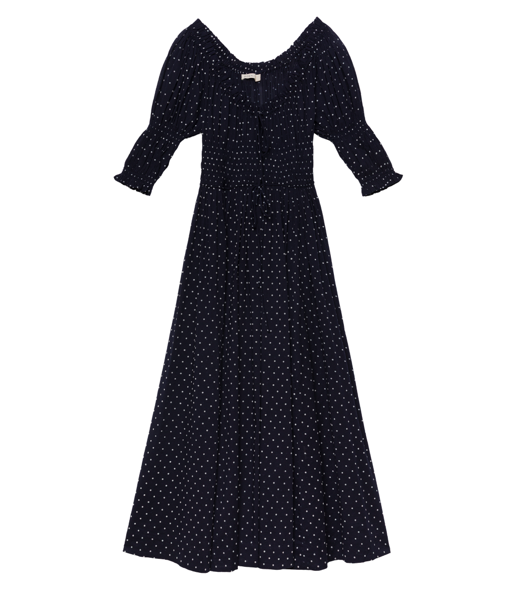 Ischia Dress - Navy Flock Dot
