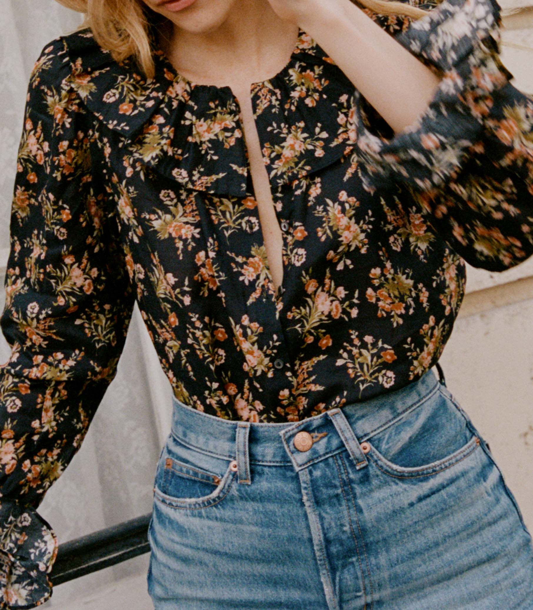 JAMIE TOP -- FOXGLOVE FLORAL view 3