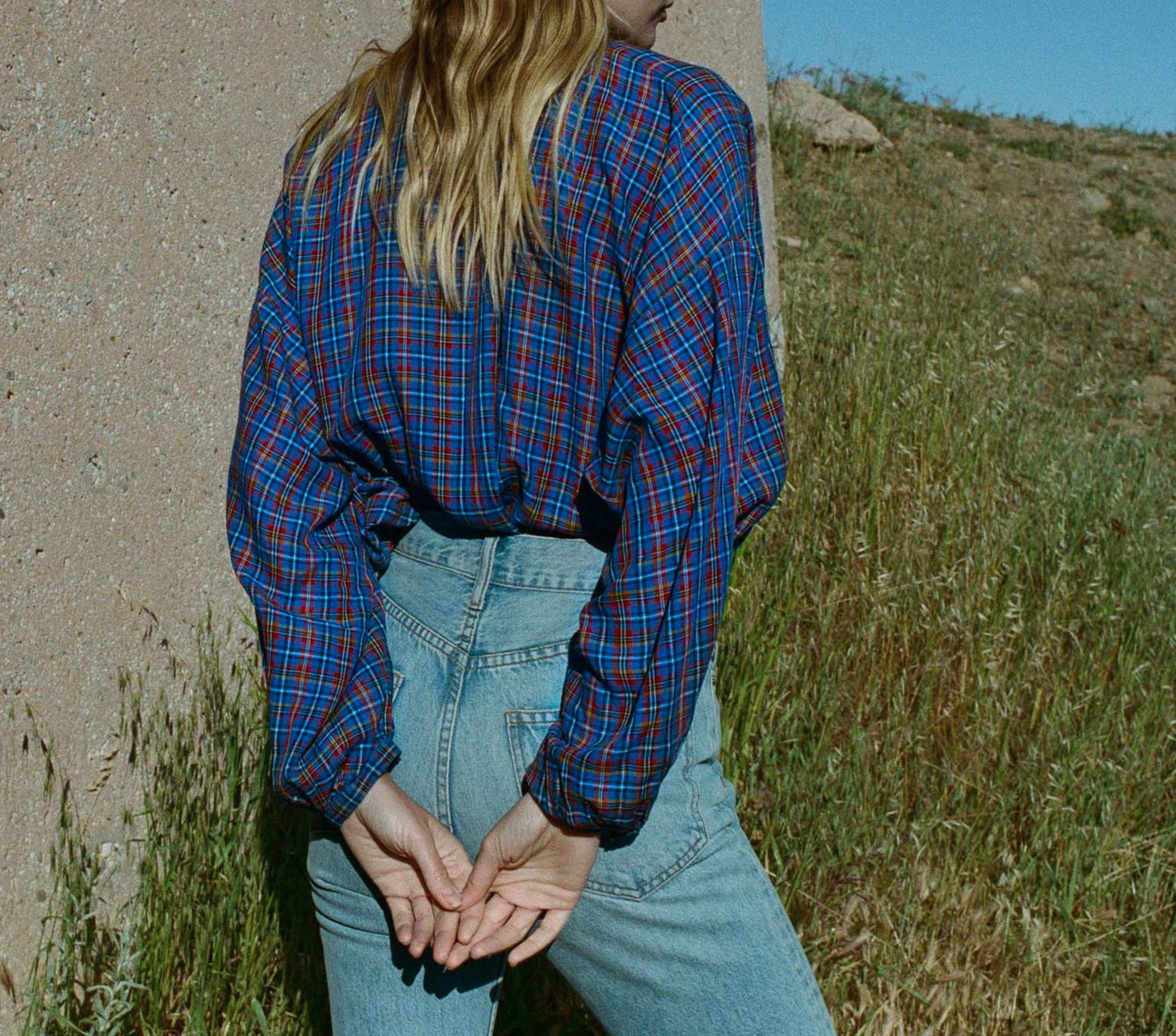 HMD -- THE JANE BLOUSE -- FRENCH PLAID BLUE