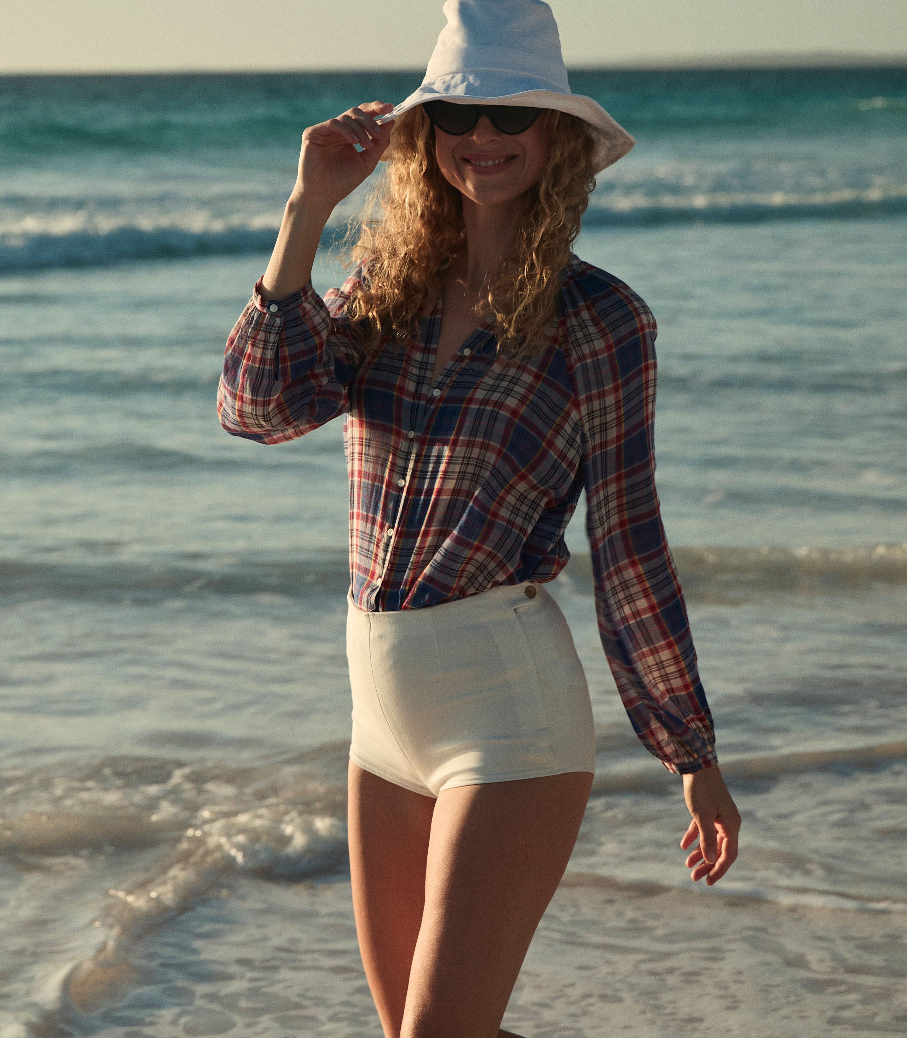 JANIS TOP -- COTE D'AZUR PLAID view 3
