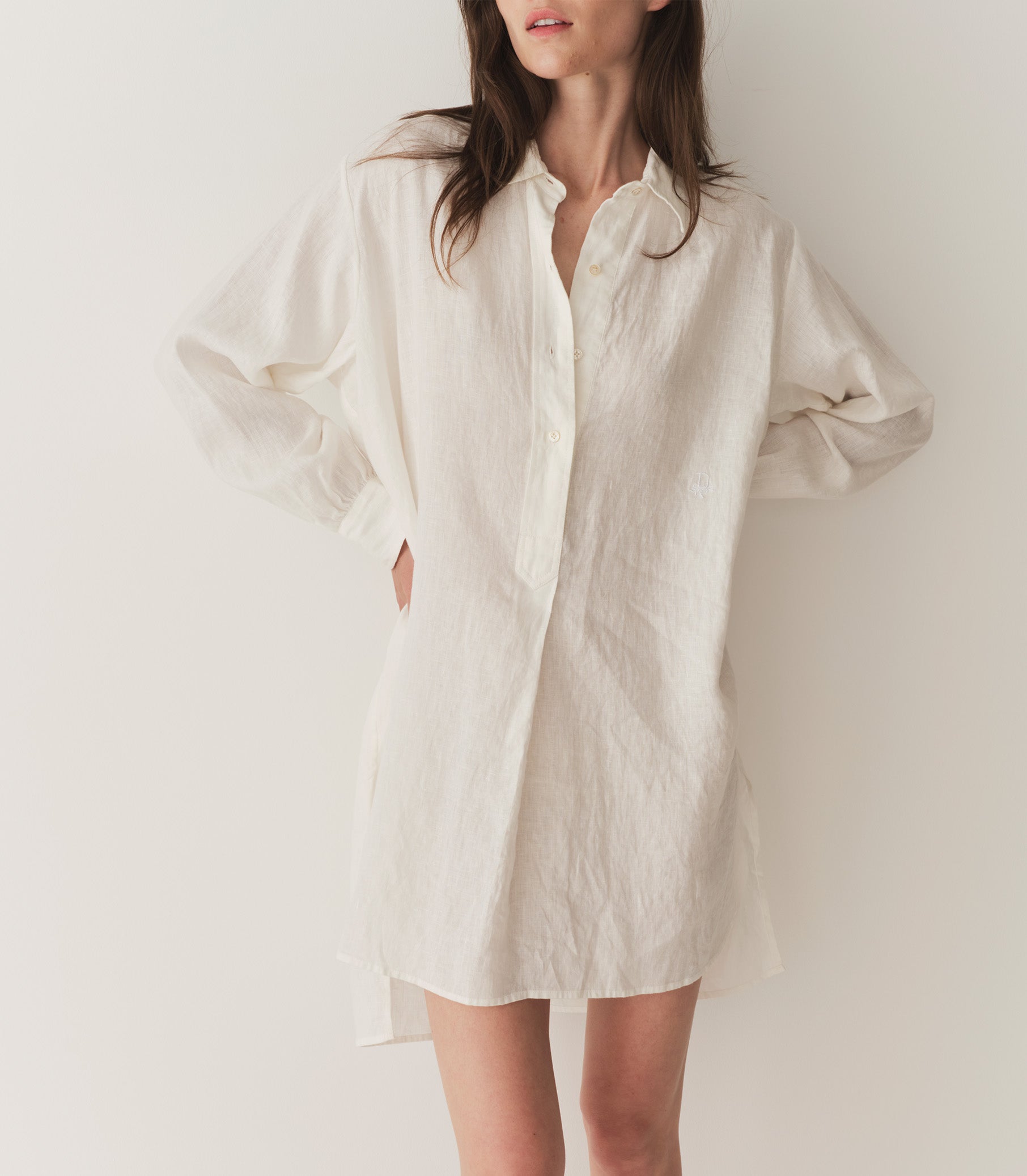 HMD -- JORA LINEN DRESS -- SALT view 1
