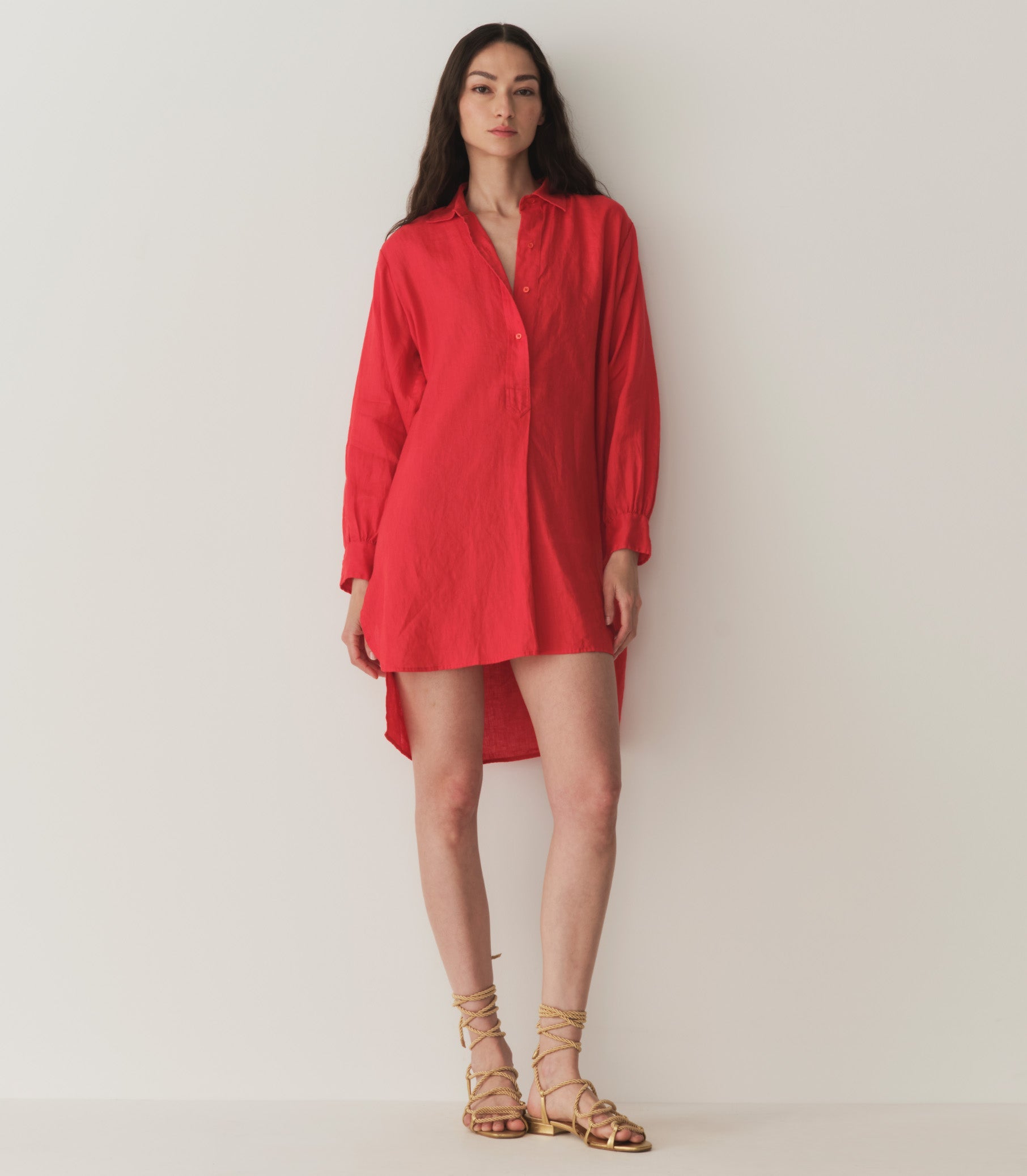 HMD -- JORA LINEN DRESS -- SCARLET view 2
