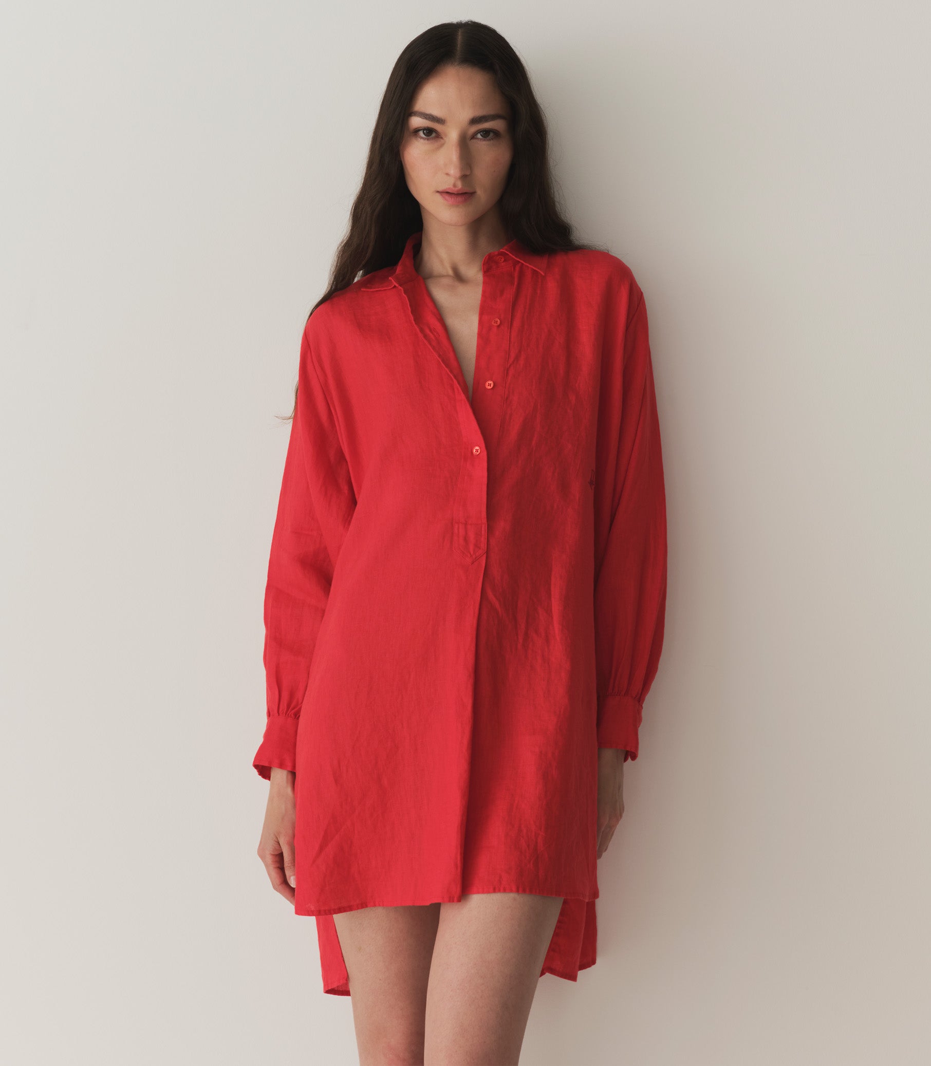 HMD -- JORA LINEN DRESS -- SCARLET view 1
