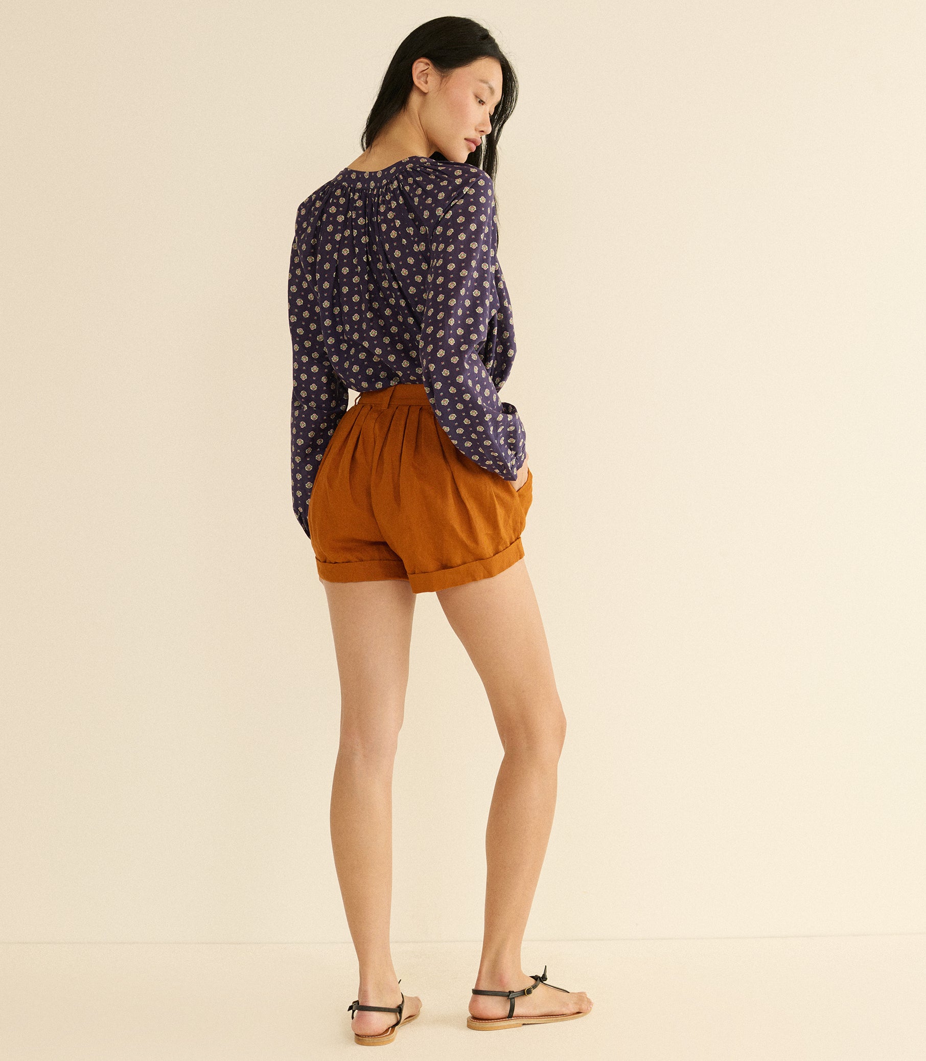 JULIENNE TOP -- NAVY CADIZ FOULARD view 4
