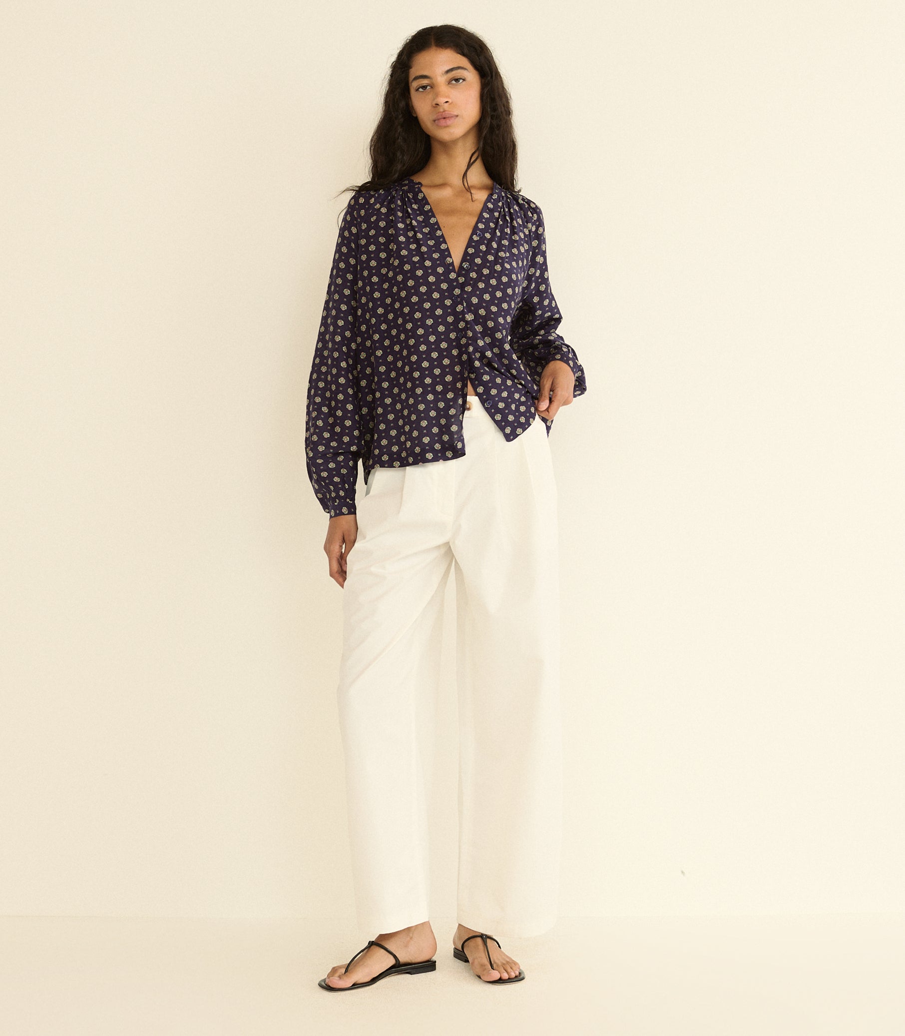 JULIENNE TOP -- NAVY CADIZ FOULARD view 3

