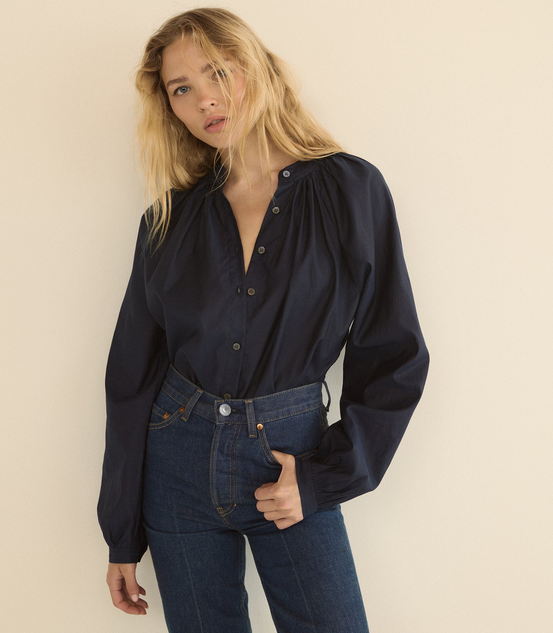 JULIENNE TOP -- OXFORD BLUE view 2
