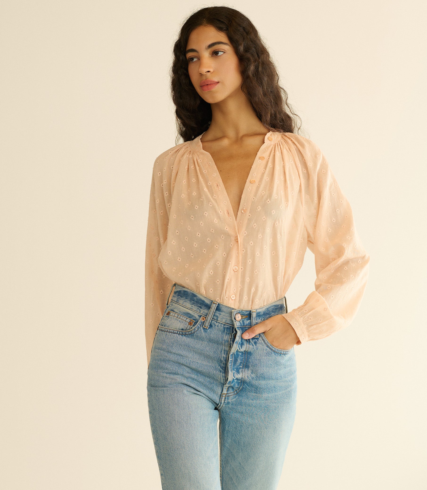 JULIENNE TOP -- PEACH SORBET MARSEILLE EMBROIDERY view 4
