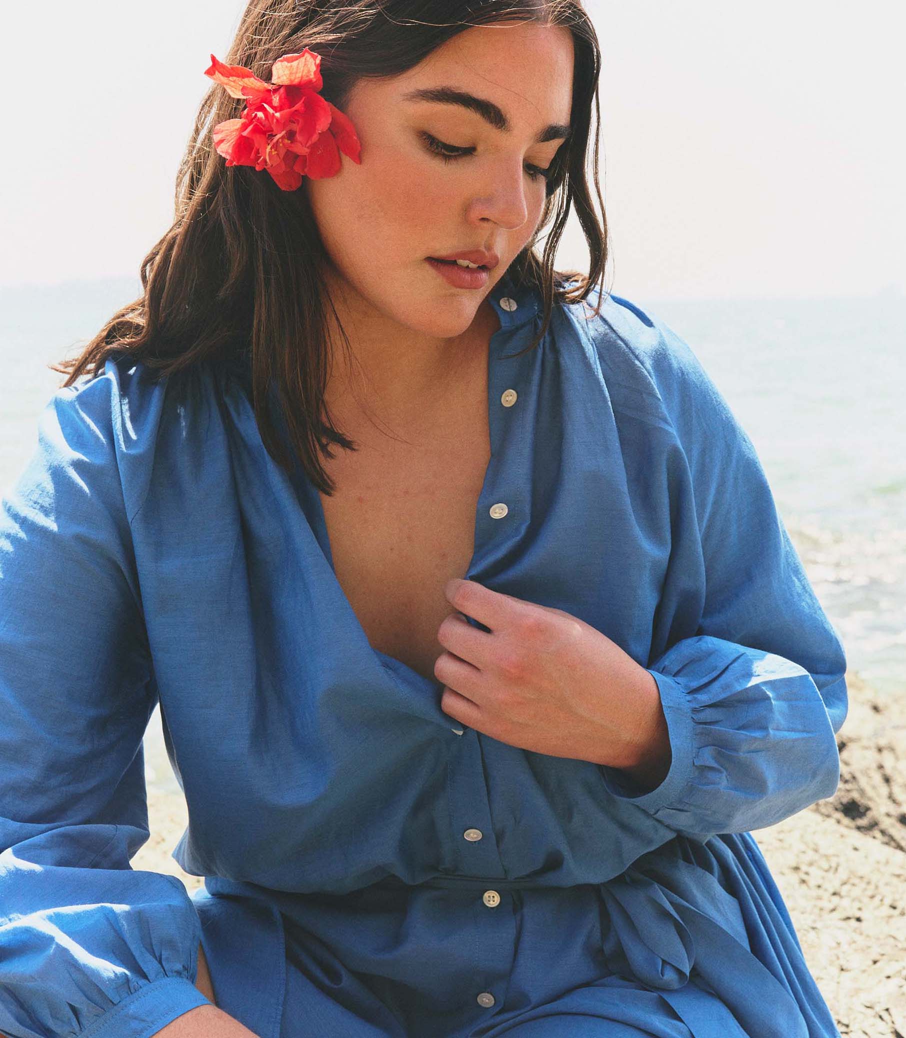 JULIET TUNIC DRESS -- SANTORINI BLUE view 3
