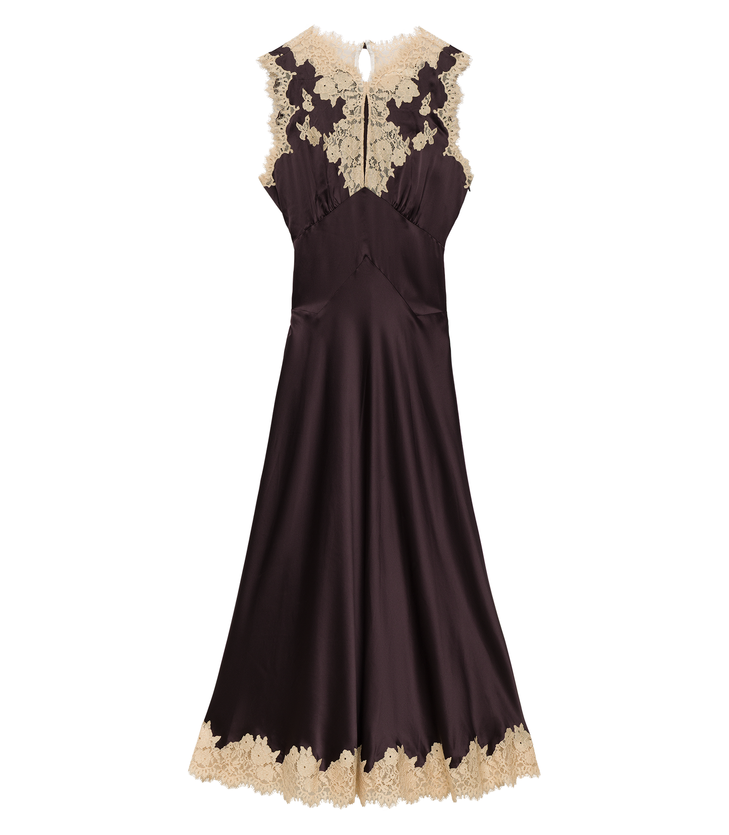 JULITTA DRESS -- EQUESTRIAN BROWN WITH CREAM LACE