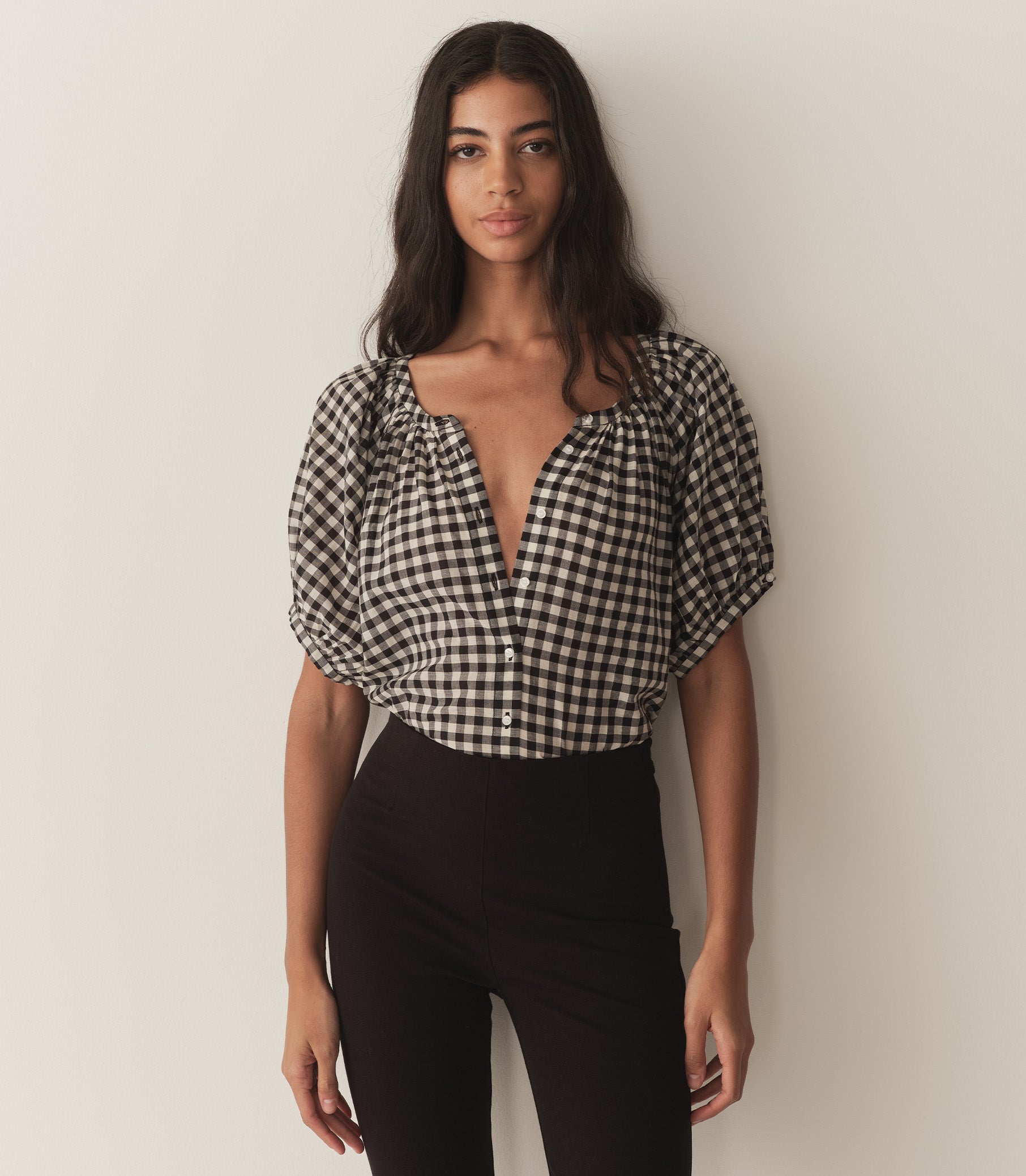 HMD -- JUNE TOP -- NOIR GRETA GINGHAM view 1
