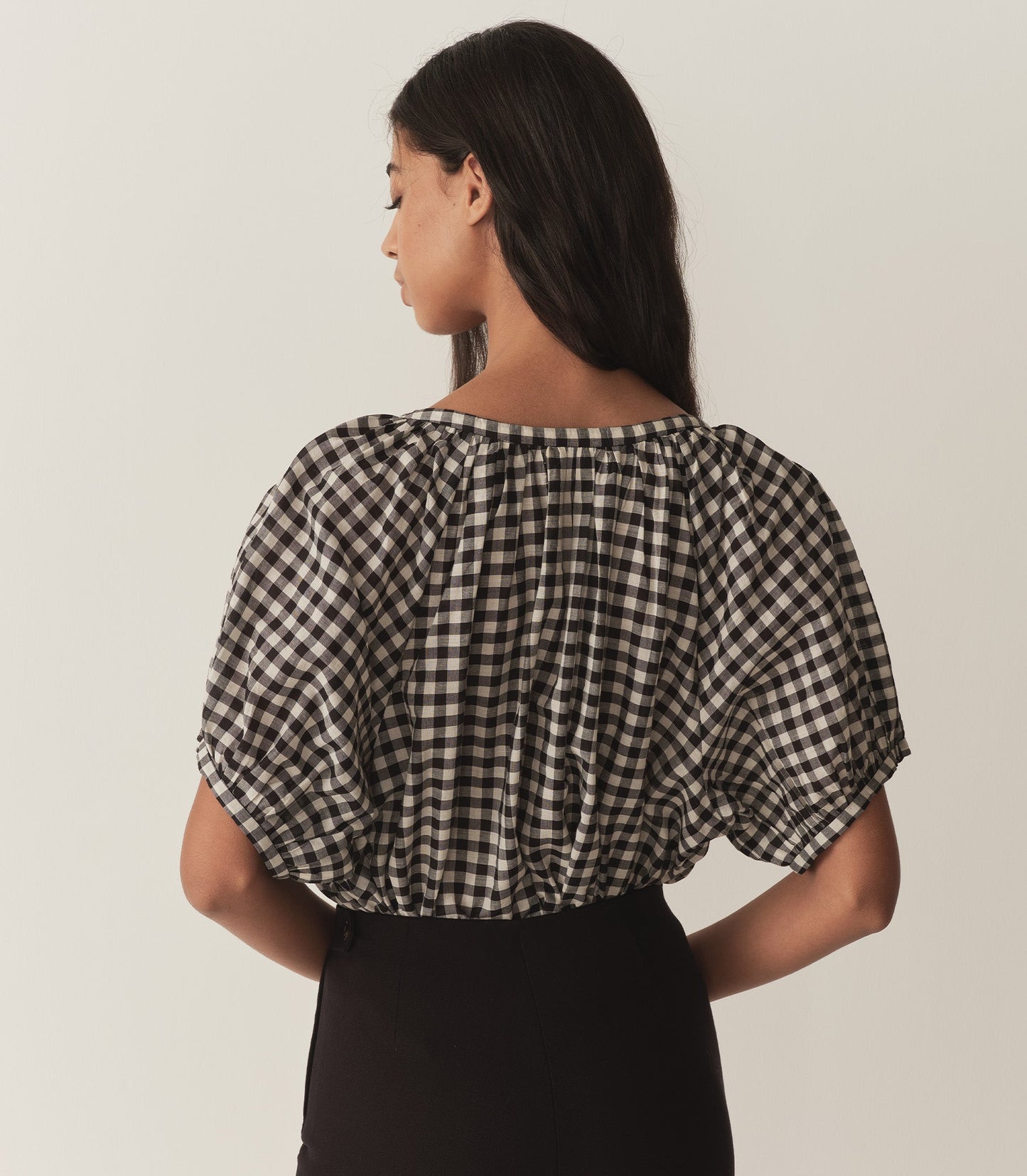 HMD -- JUNE TOP -- NOIR GRETA GINGHAM