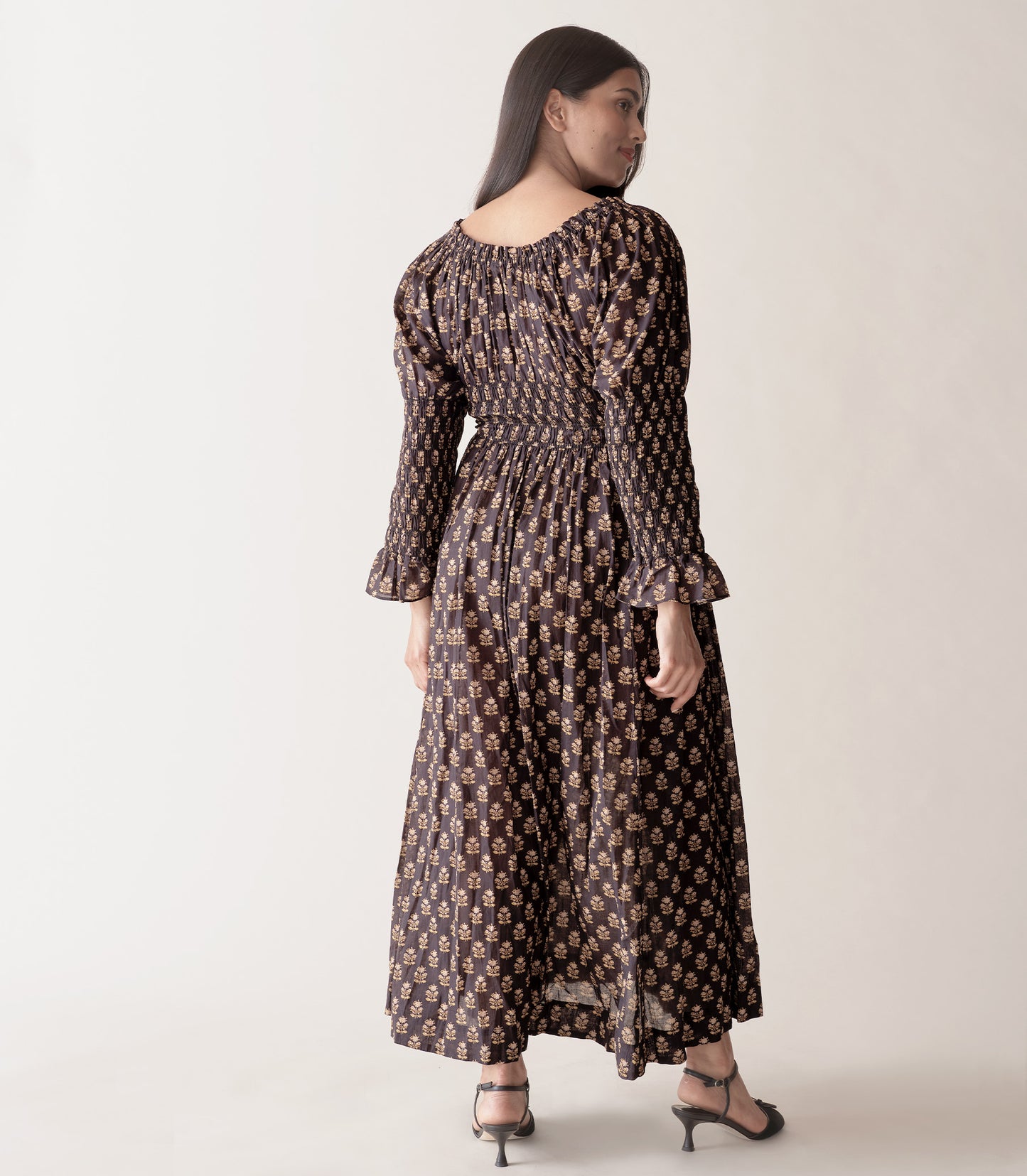 KAIRA DRESS -- NOIR MEADOWSWEET FLORAL