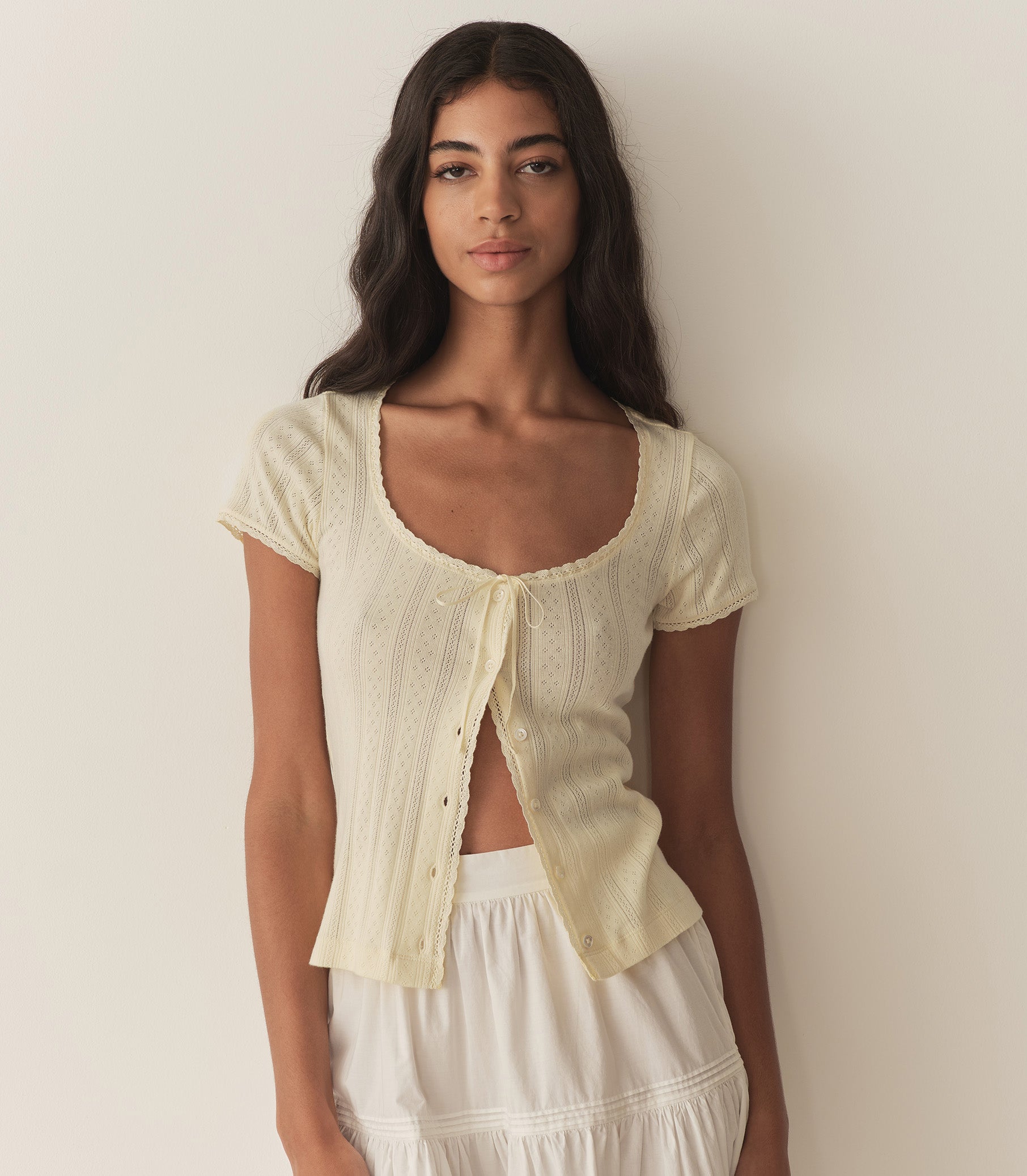 LARA TEE -- CREME CITRON QUELLE JOLIE POINTELLE view 1