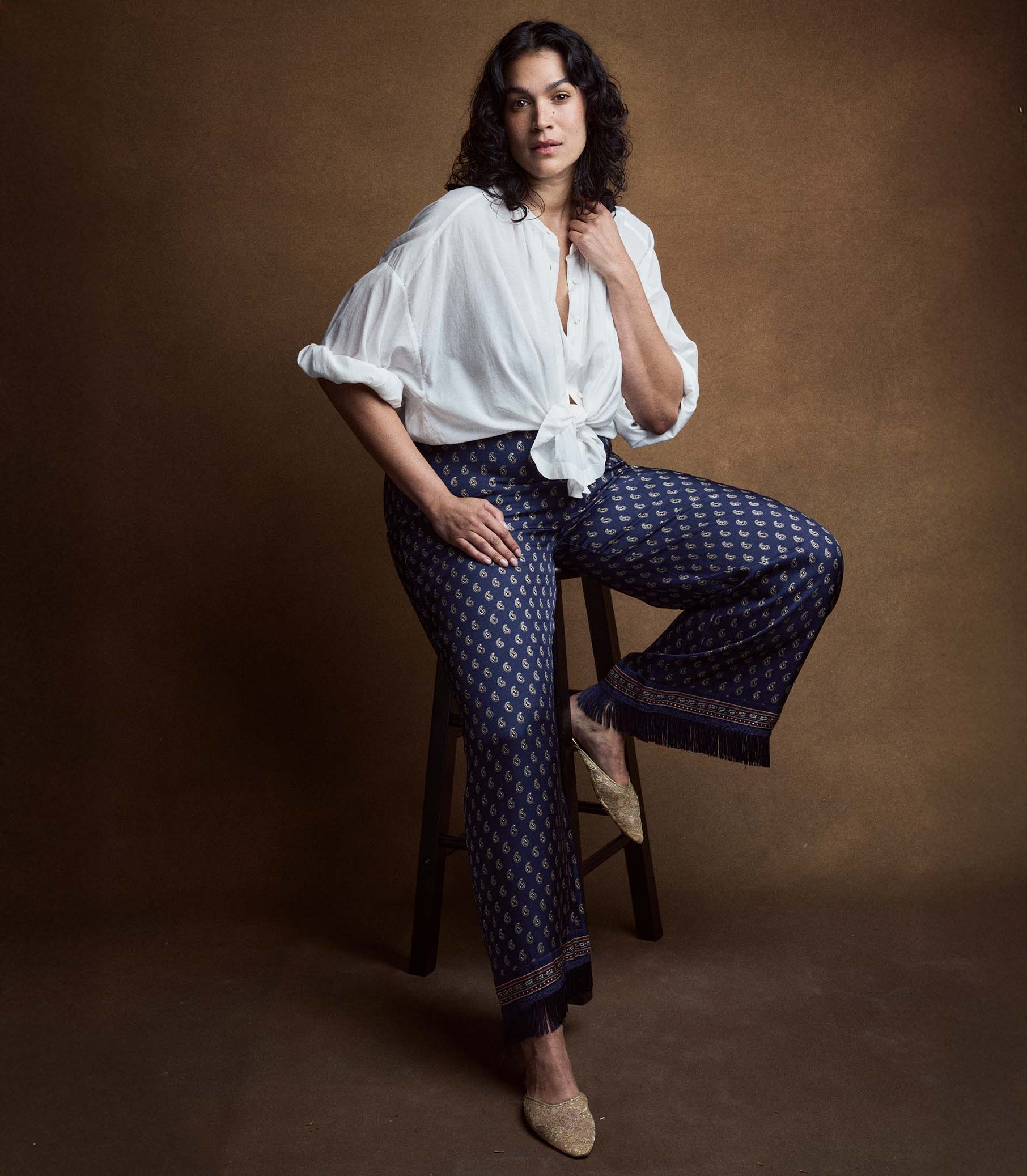 Lavon Fringe Pant - Bleu Taormina Paisley | DÔEN