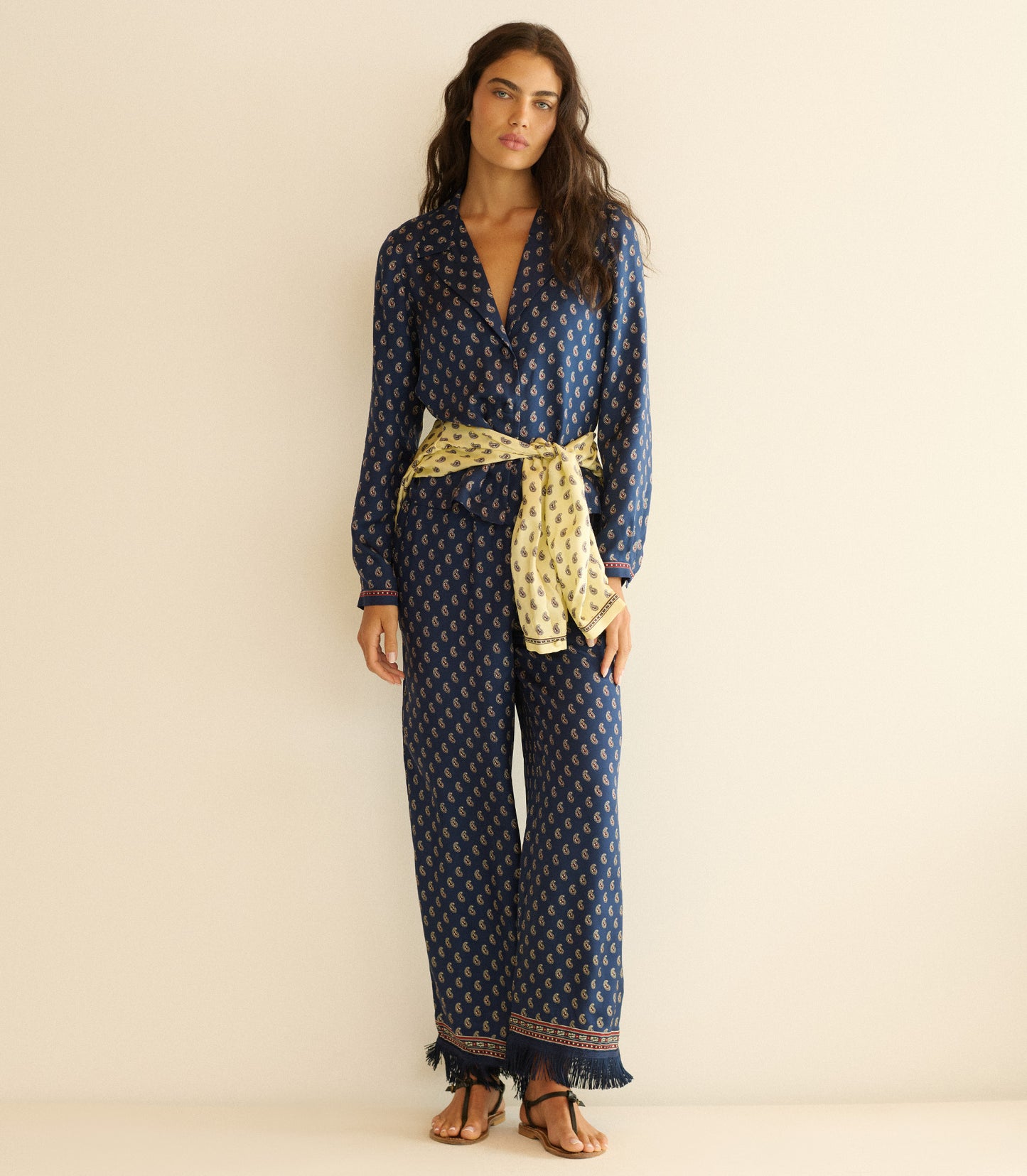 LAVON FRINGE PANT -- BLEU TAORMINA PAISLEY