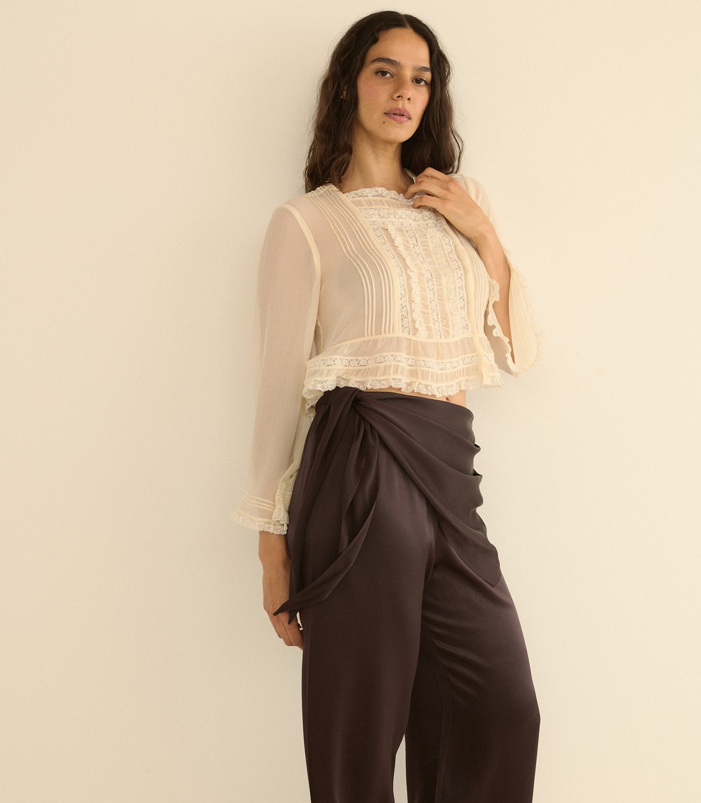 LAVONA SCARF PANT -- EQUESTRIAN BROWN
