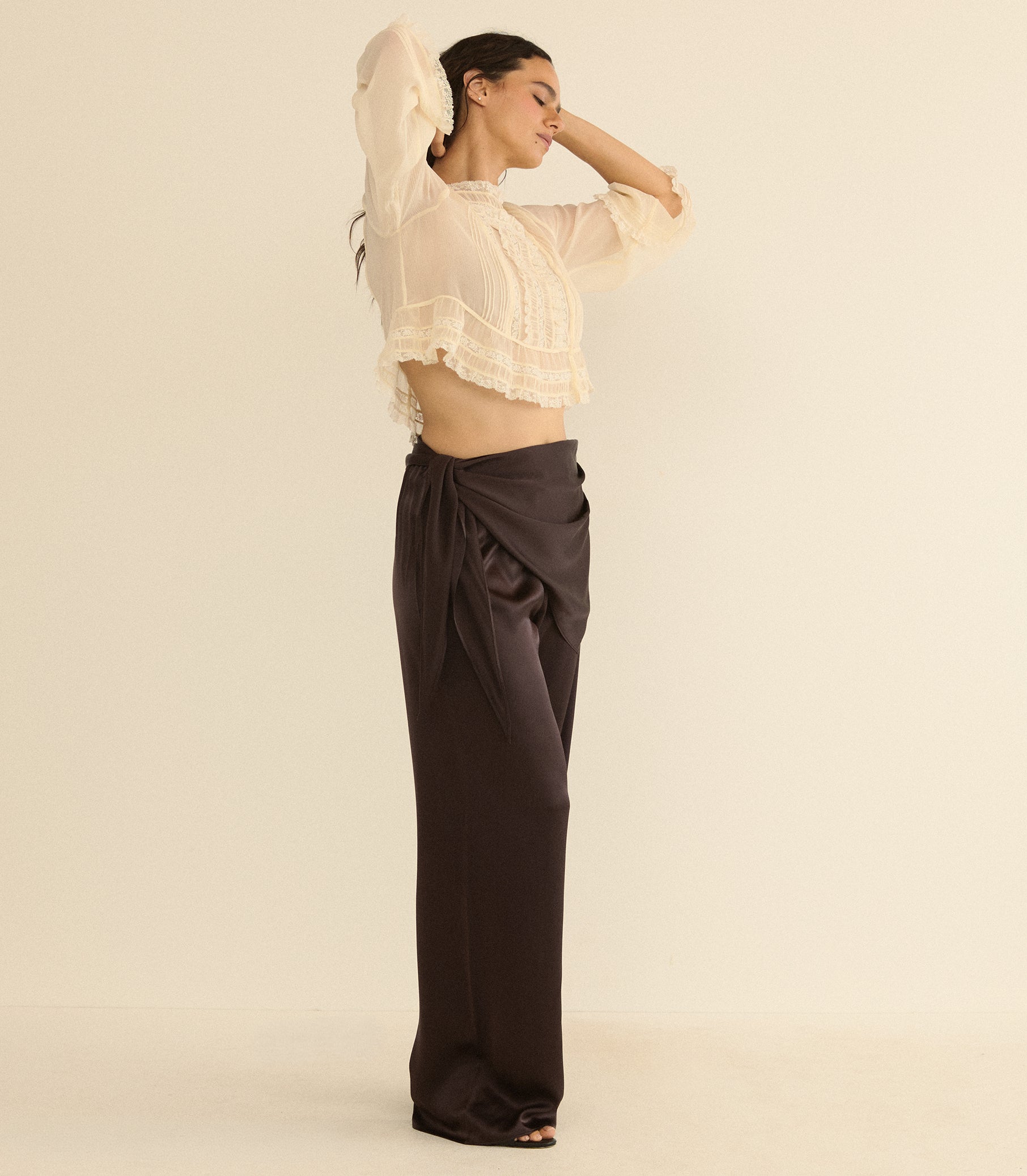 LAVONA SCARF PANT -- EQUESTRIAN BROWN view 7
