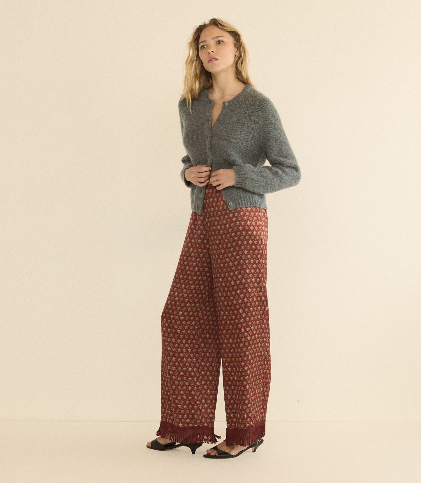 LAVON FRINGE PANT -- SAN SEBASTIAN FOULARD
